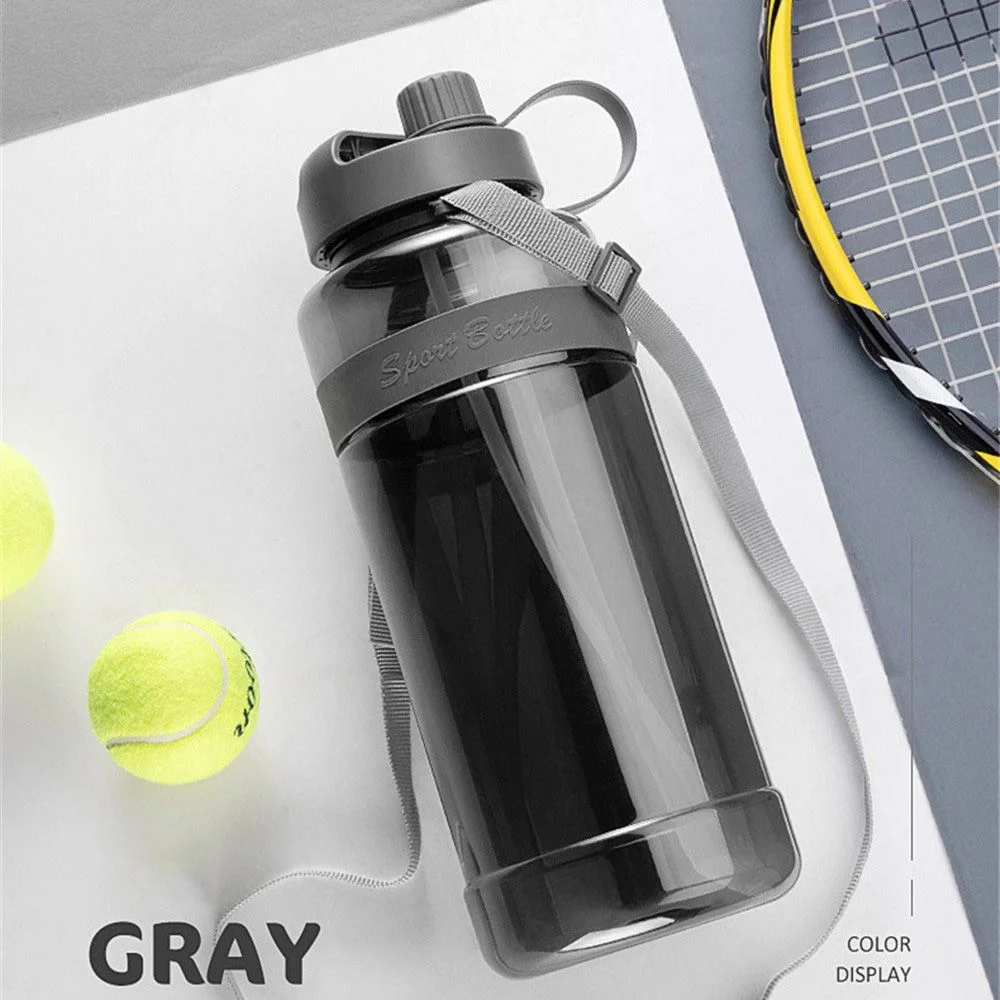 BPA Free Portable Outdoor with Straw Travel Sports Drinking Sucker Large Capacity Water Bottle Kettle GREY 2000ML