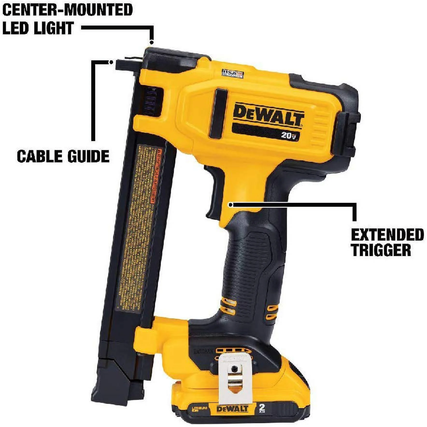 DEWALT DCN701D1 Cable Stapler Kit, Battery Included, 20 V, 2 Ah, 1 in W Crown