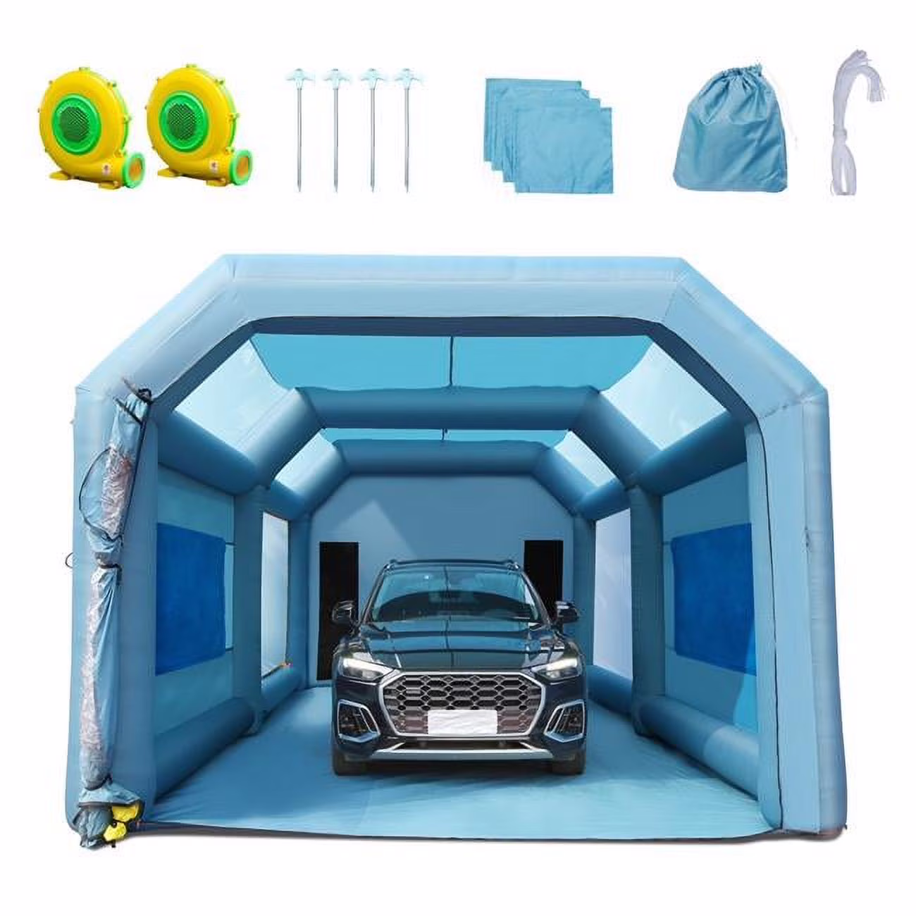 Vevor  23 x 13 x 8.5 ft. Inflatable Paint Booth, Inflatable Spray Booth, High Powerful 480W & 750W Blowers Spray Booth Tent, Car Paint Tent Air Filter System, Blue
