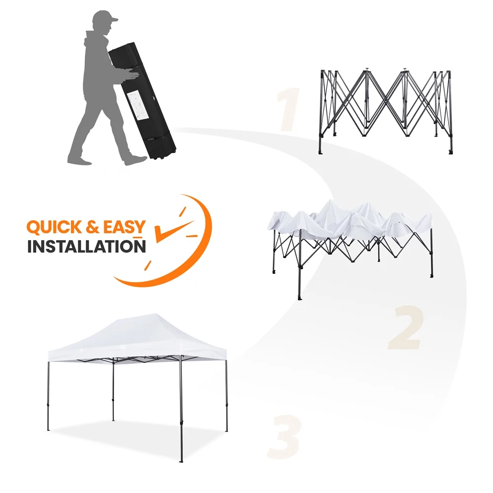 Renwick 15x10 ft Pop up Canopy Tent with Roller Bag & Sandbags, White