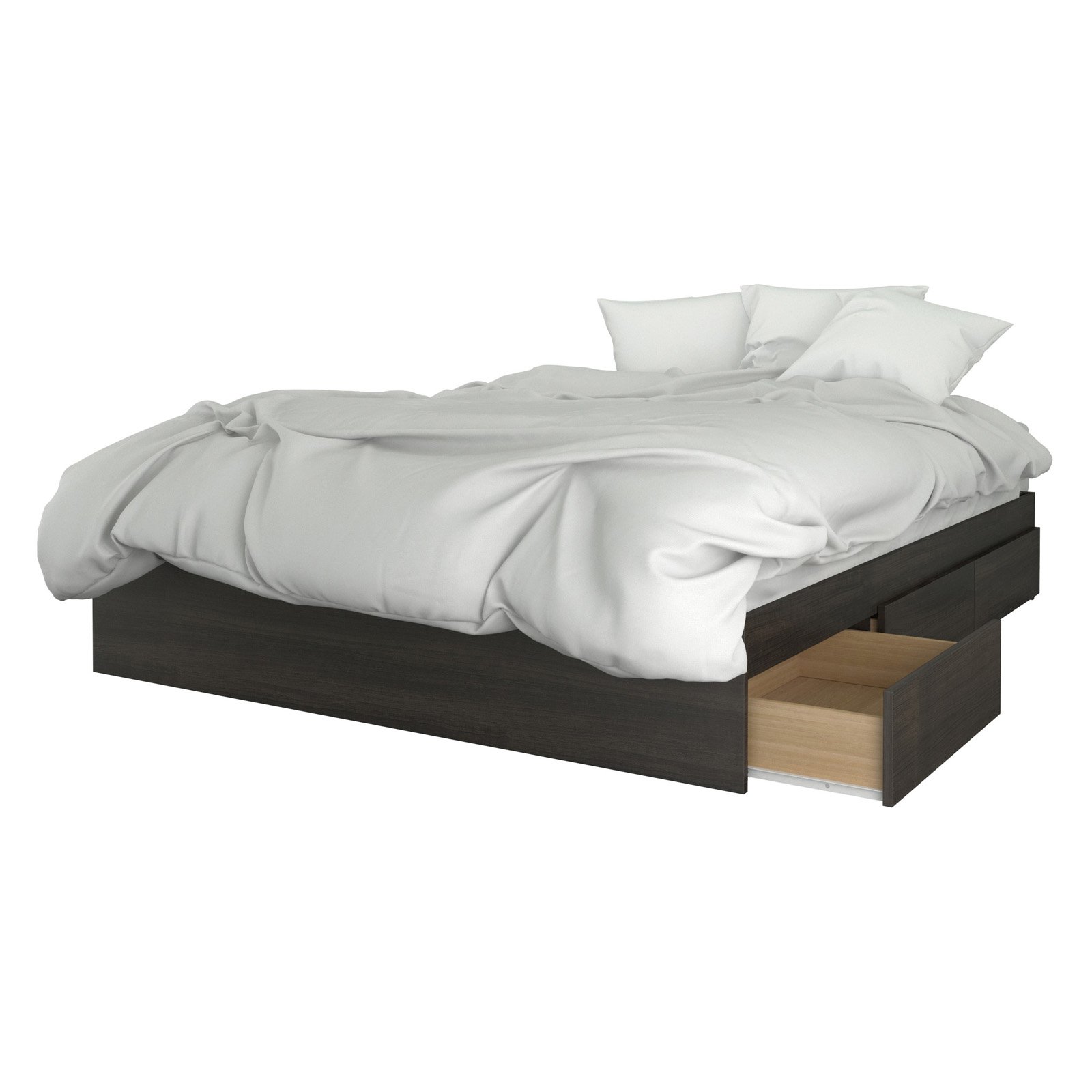 Nexera Queen Bed with Headboard Set #402009, Ebony-Finish:Ebony