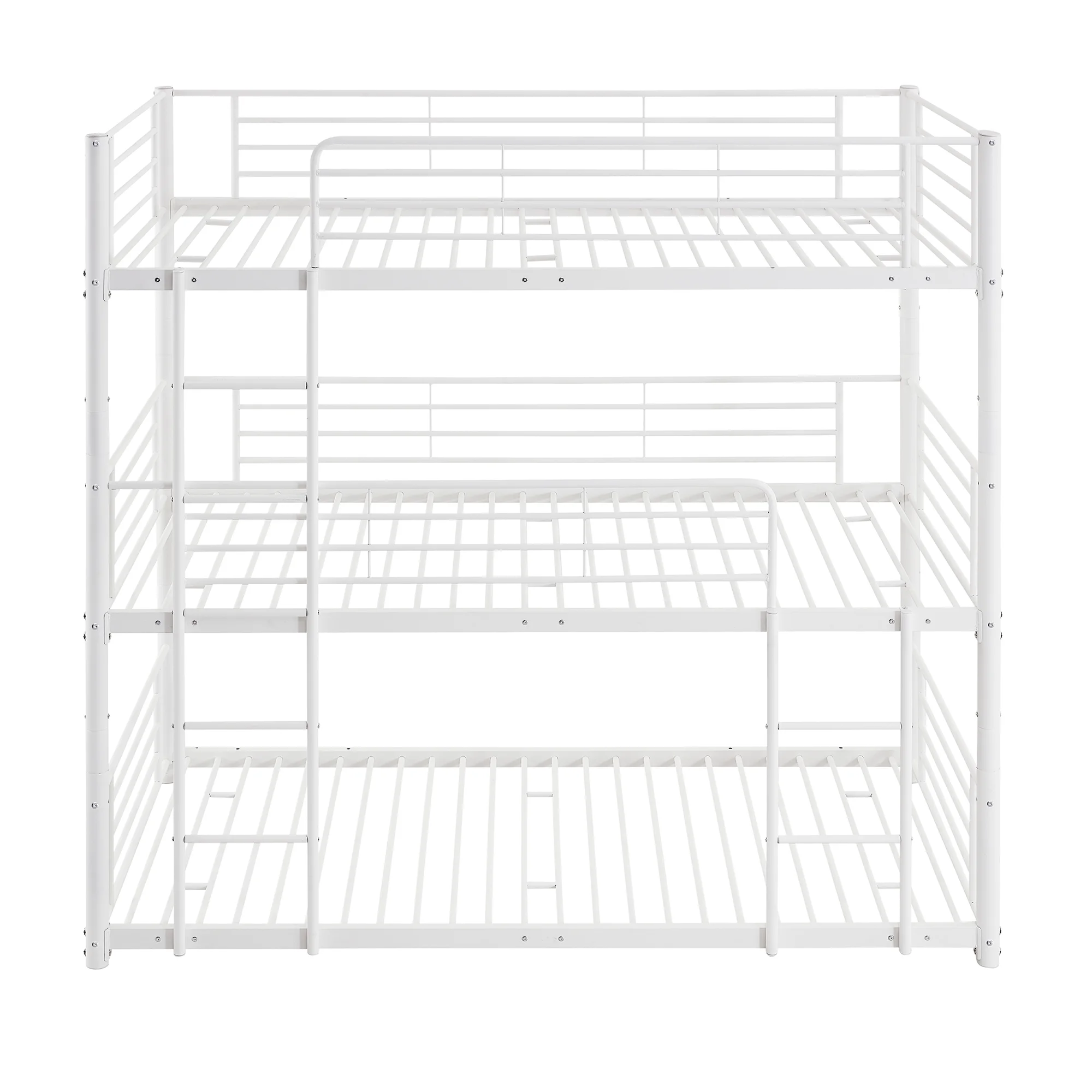 Churanty Twin-Twin-Twin Triple Bed with Built-in Ladder, Divided into Three Separate Beds,White