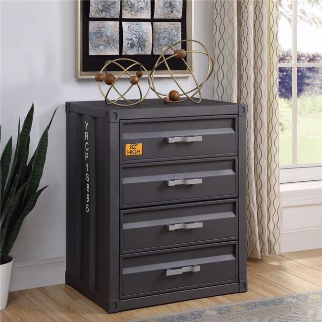 26 x 20 x 32 in. Cargo 4-Drawer Chest, Gunmetal