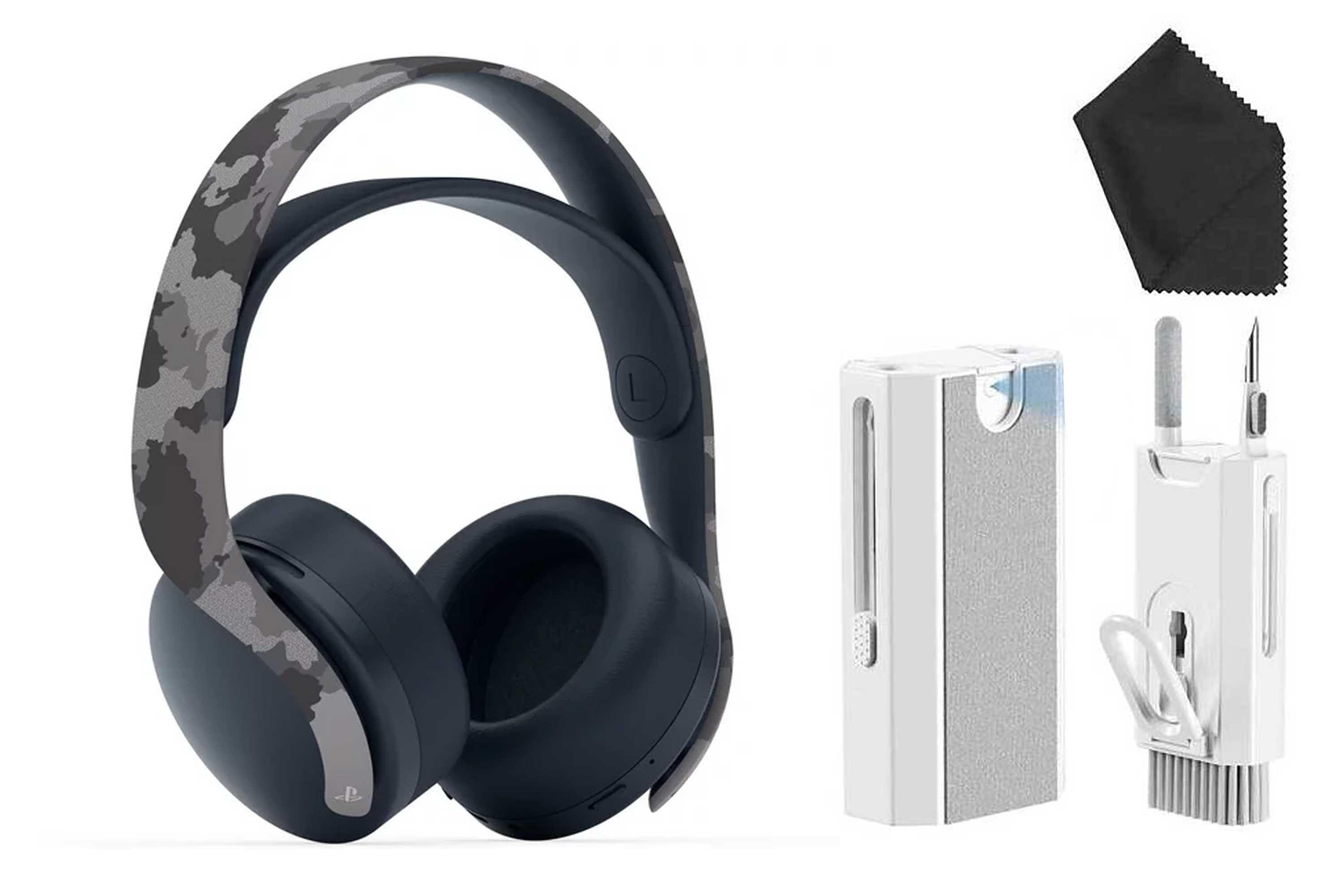 Play Station Pulse 3D Wireless Camouflage Headset with Cleaning Kit Like New