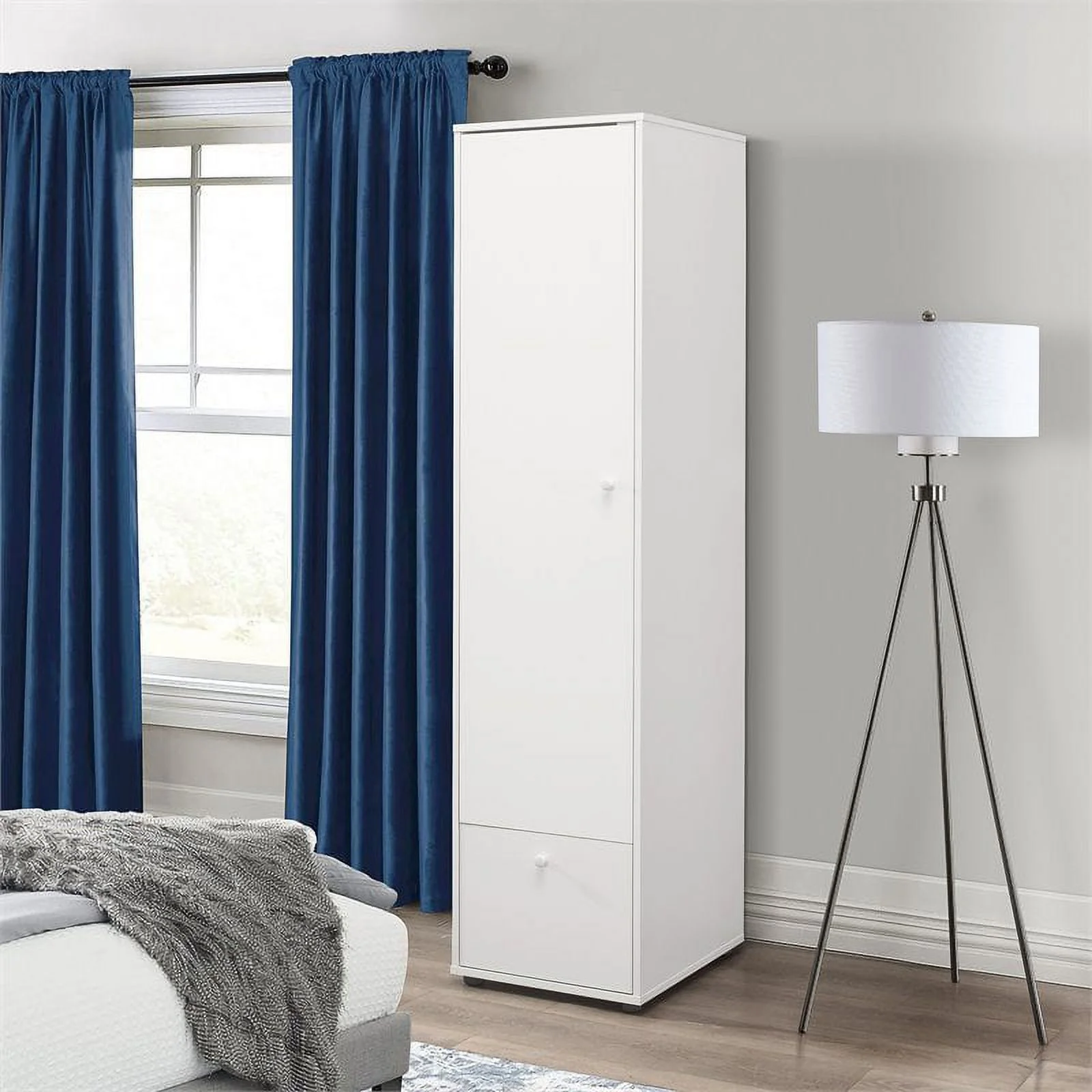 Pilaster Designs Tavish Wood Adjustable Shelf Wardrobe Armoire Closet in White