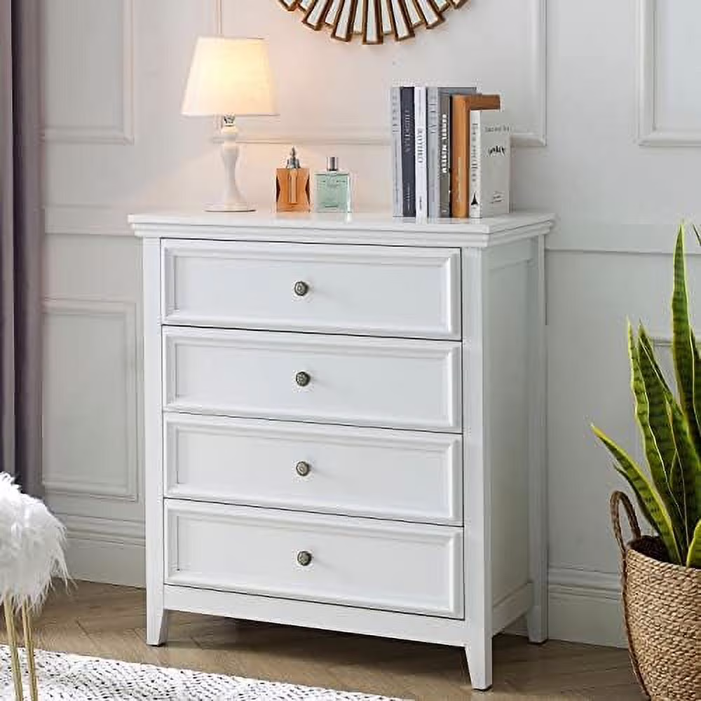 RUNFAYBIU White Dresser for Bedroom  7 Chest of Drawers for Bedroom  7 Drawer Dresser with Wide Drawer and Metal Handles  Dressers Organizer for Bedroom  Living Room  Hallway