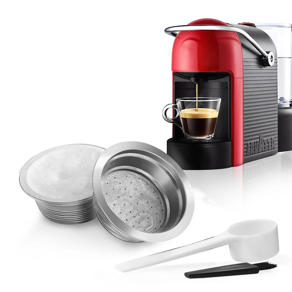 Htovila benfuchen Stainless Steel Reusable Refillable Coffee Capsules Compatible with LAVAZZA A MODO MIO Coffee Cup Filter with 60pcs Aluminum Foil