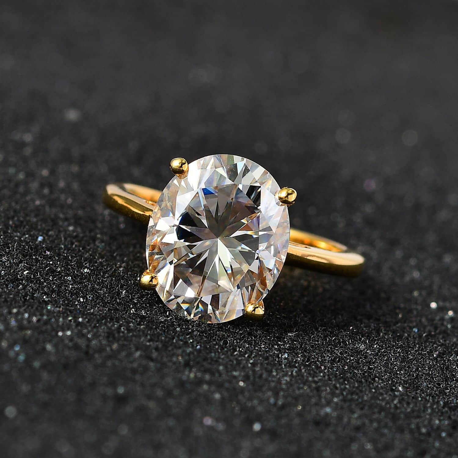 Shop LC Moissanite Oval 925 Sterling Silver Vermeil Yellow Gold Plated Solitaire Ring for Women Jewelry Size 9 Ct 4.1 Birthday Gifts for Women