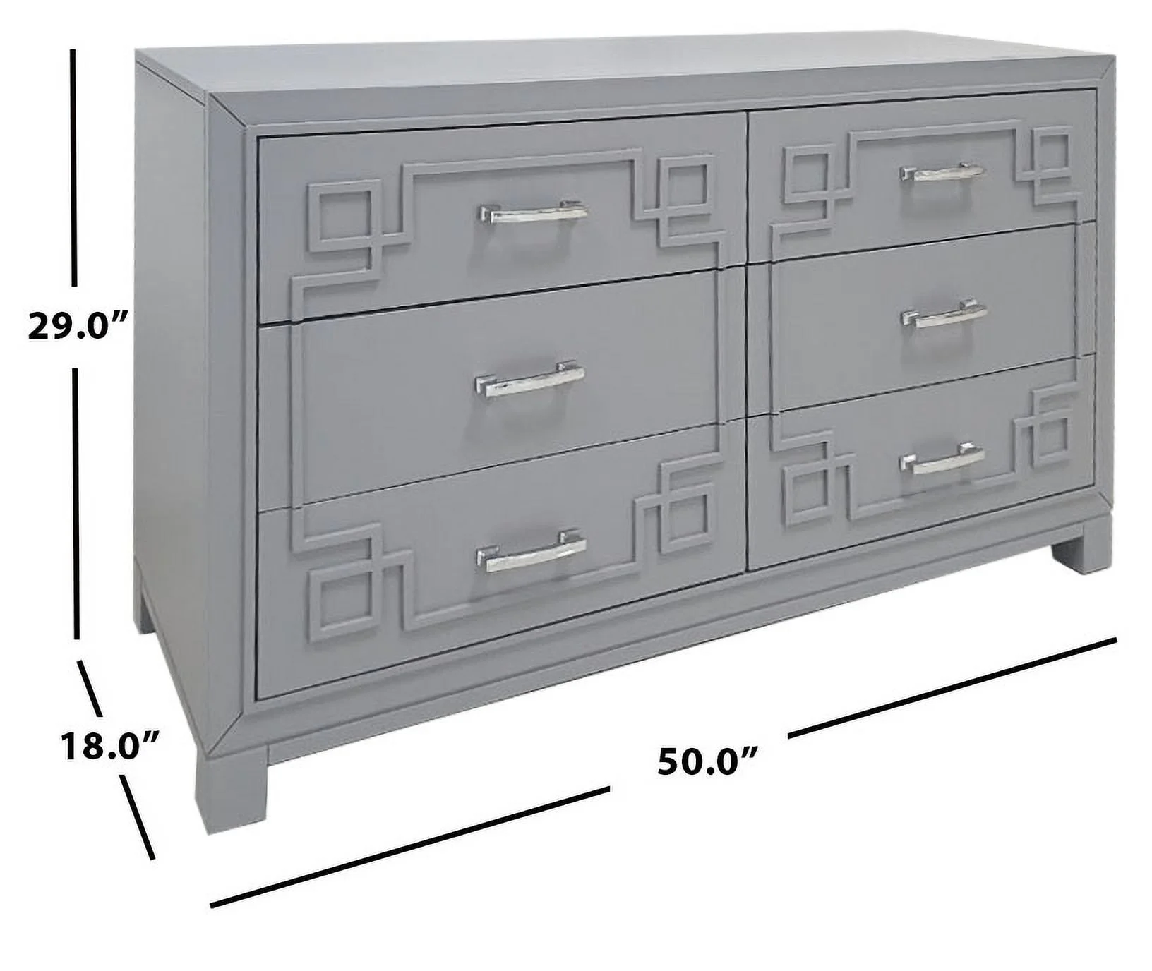 SAFAVIEH Couture Raina Glam 6-Drawer Dresser, Grey/Silver