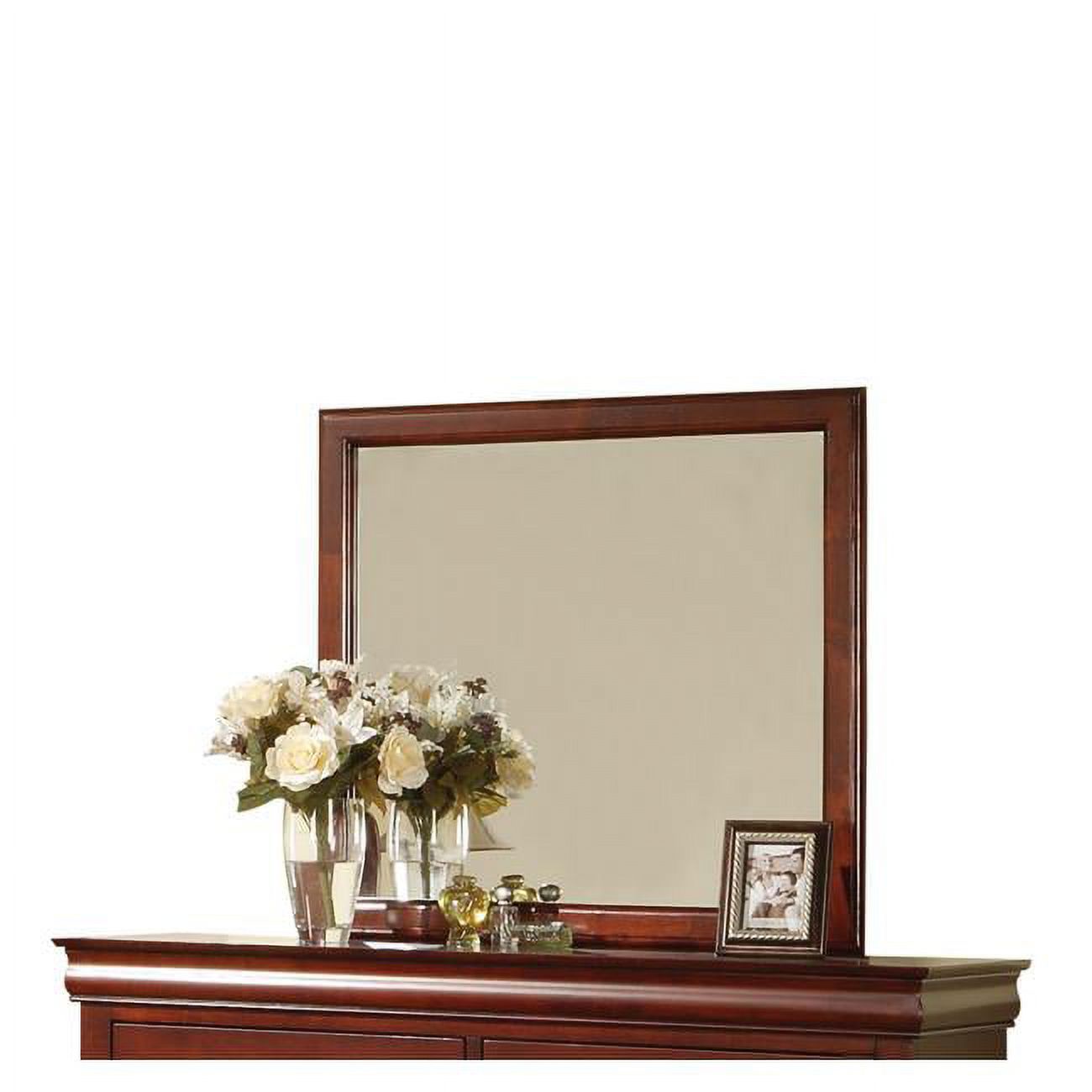 38 x 36 x 1 in. Cherry Rectangle Dresser Mirror Mounts to Dresser with Frame