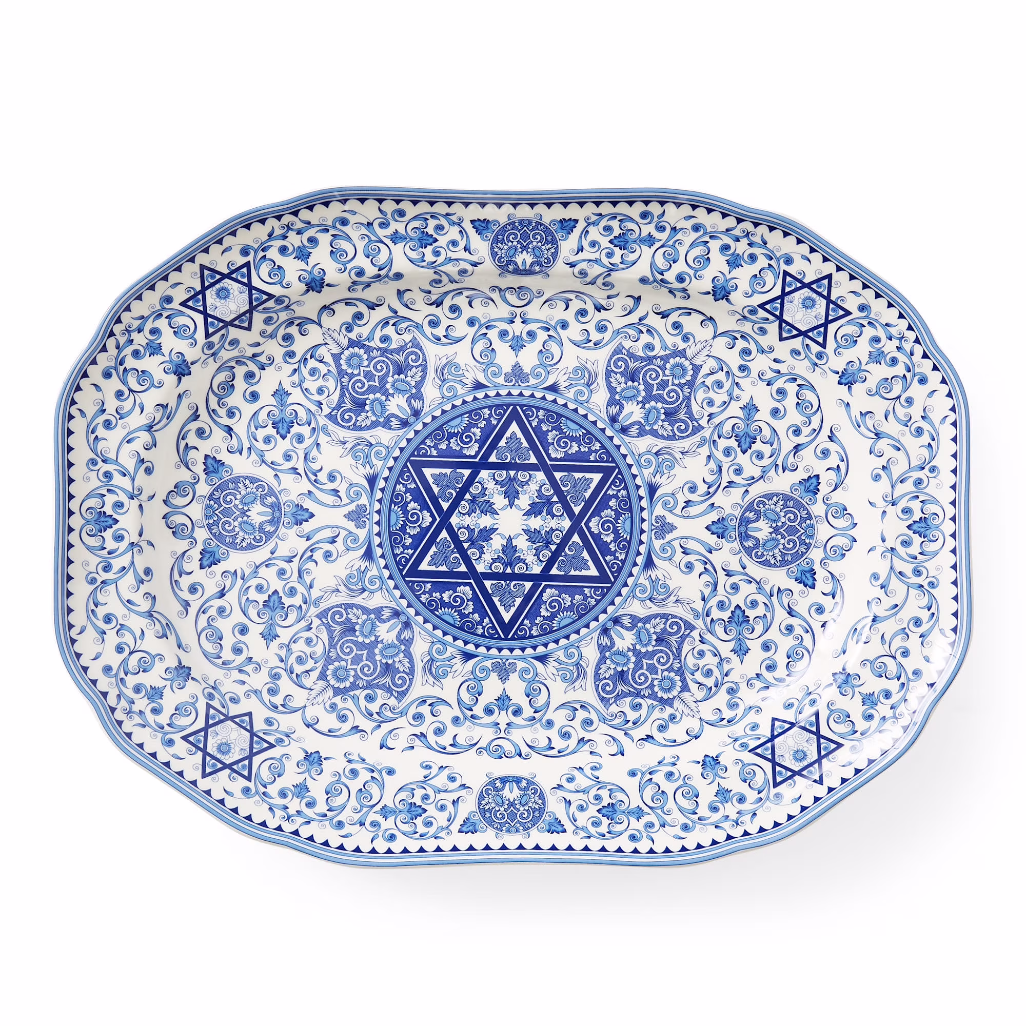 Spode Judaica Oval Platter, Blue/White