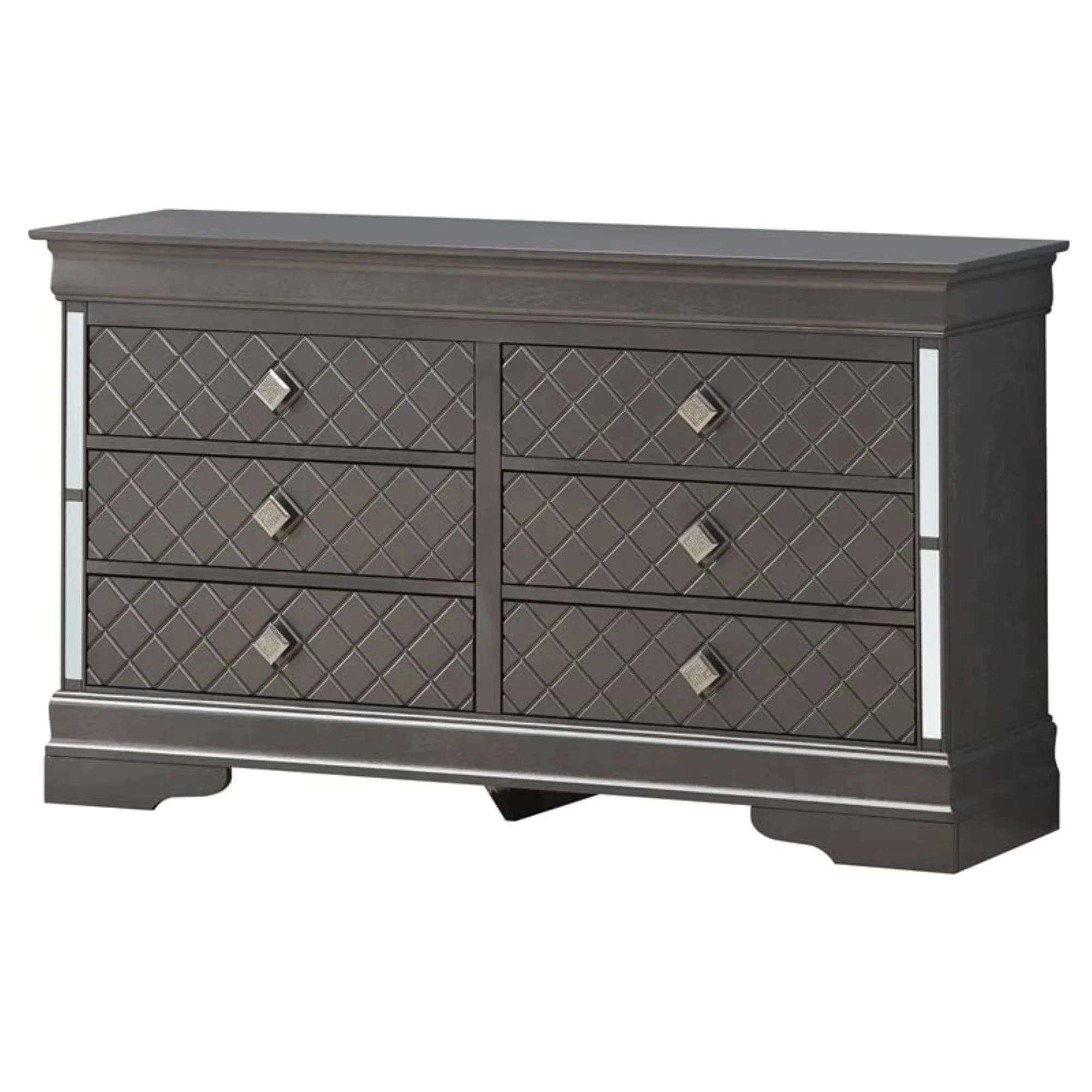 Glory Furniture Verona Wood 6 Drawer Dresser in Charcoal