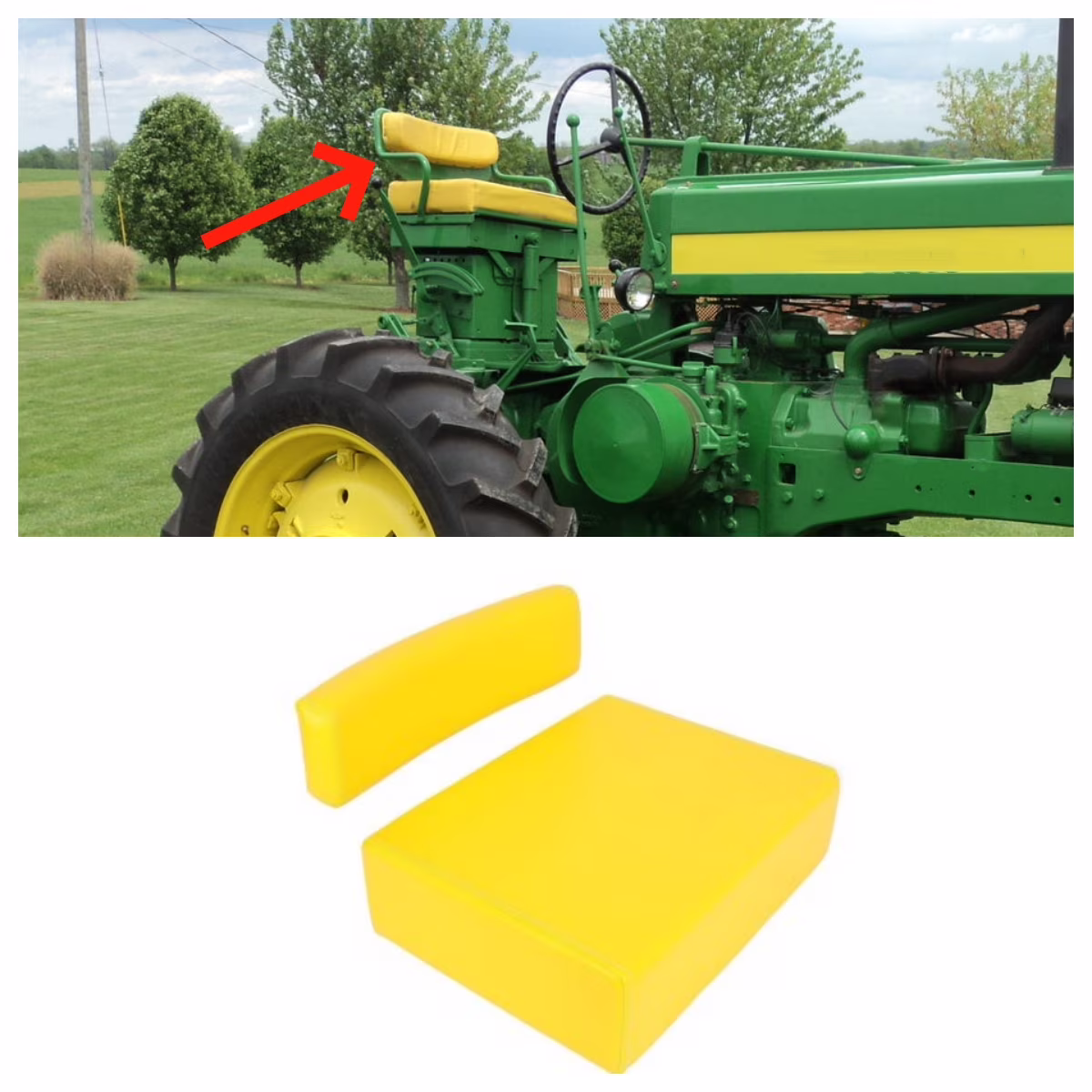 Kojem Seat Bottom Cushion for John Deere A B D G R 50 60 70 80 730 520 530 620 630 720 820 830 Tractor Replacement for JD12W R0173 Plastic Yellow