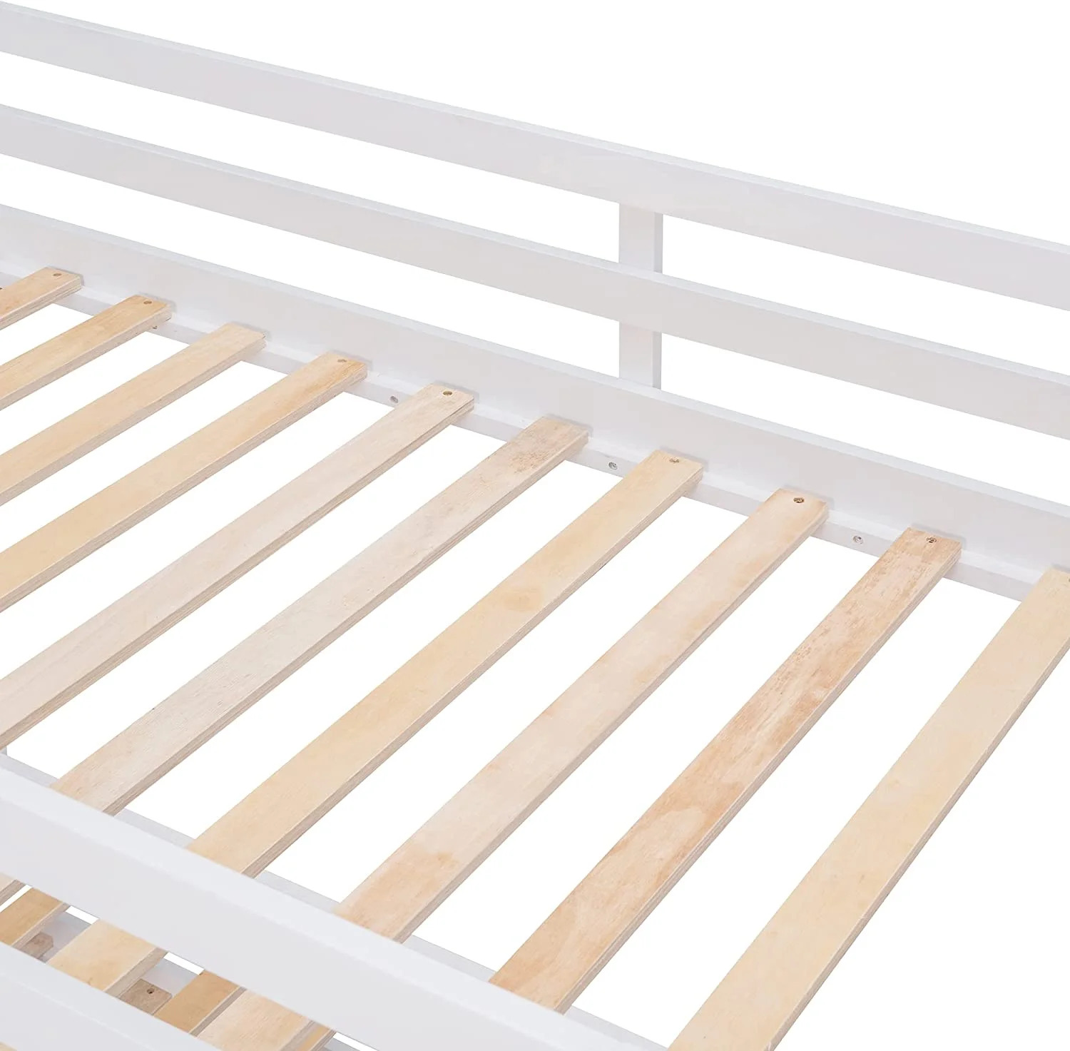 Wooden Bunk Bed With Trundle, Separable Full Bunk Bed Can Be Separated Into 2 Beds, White