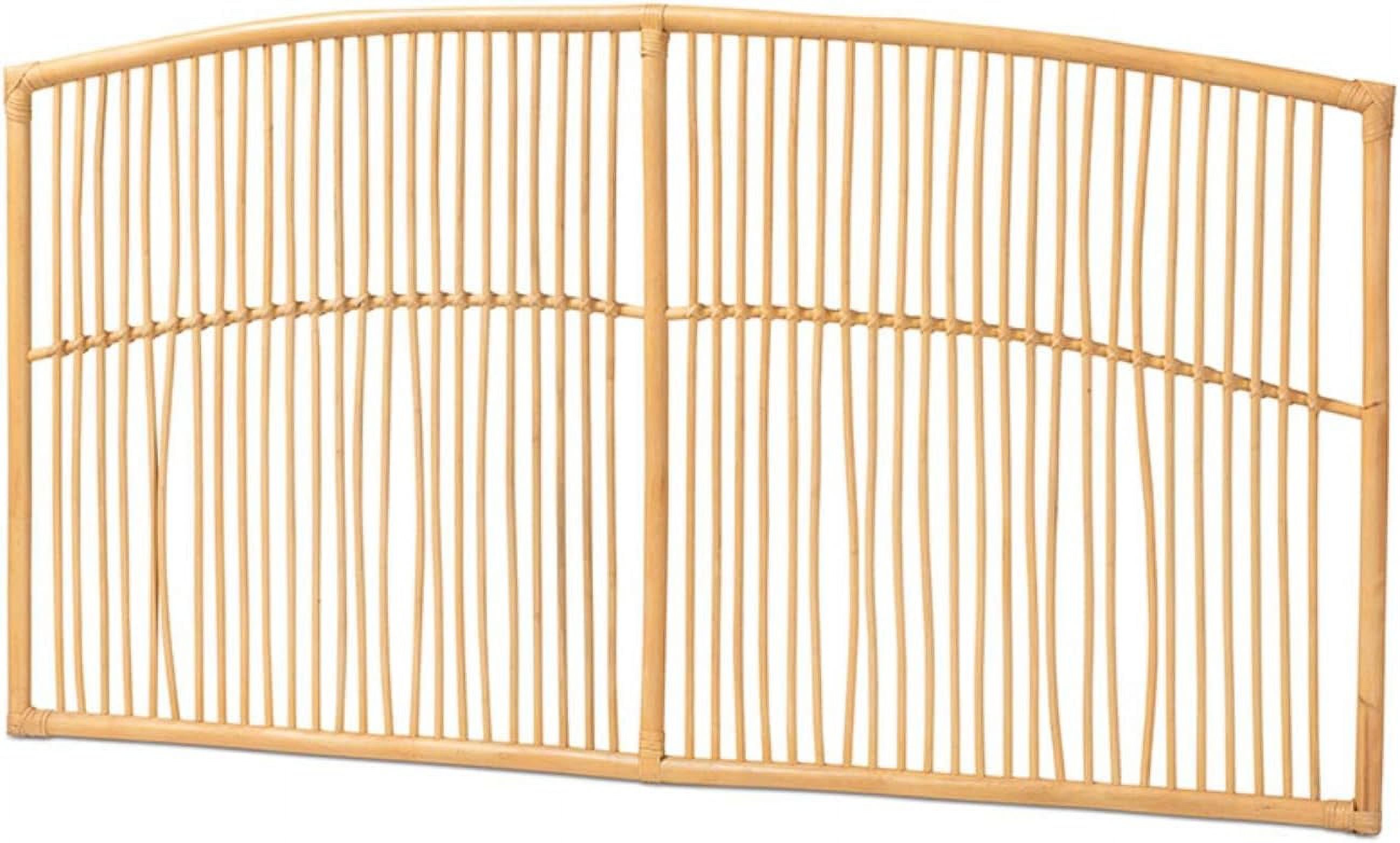 Malvina Modern Brown Rattan Queen Size Wall-Mount Headboard