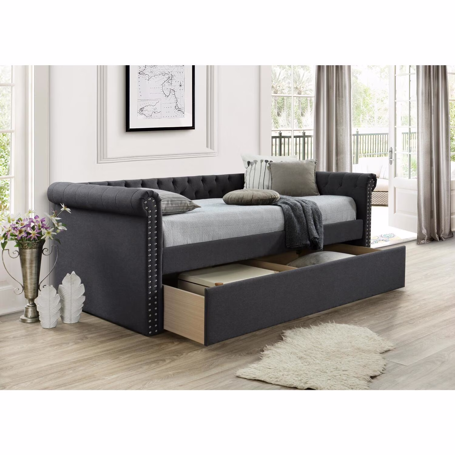 Myco Furniture Zayden Daybed, Charcoal