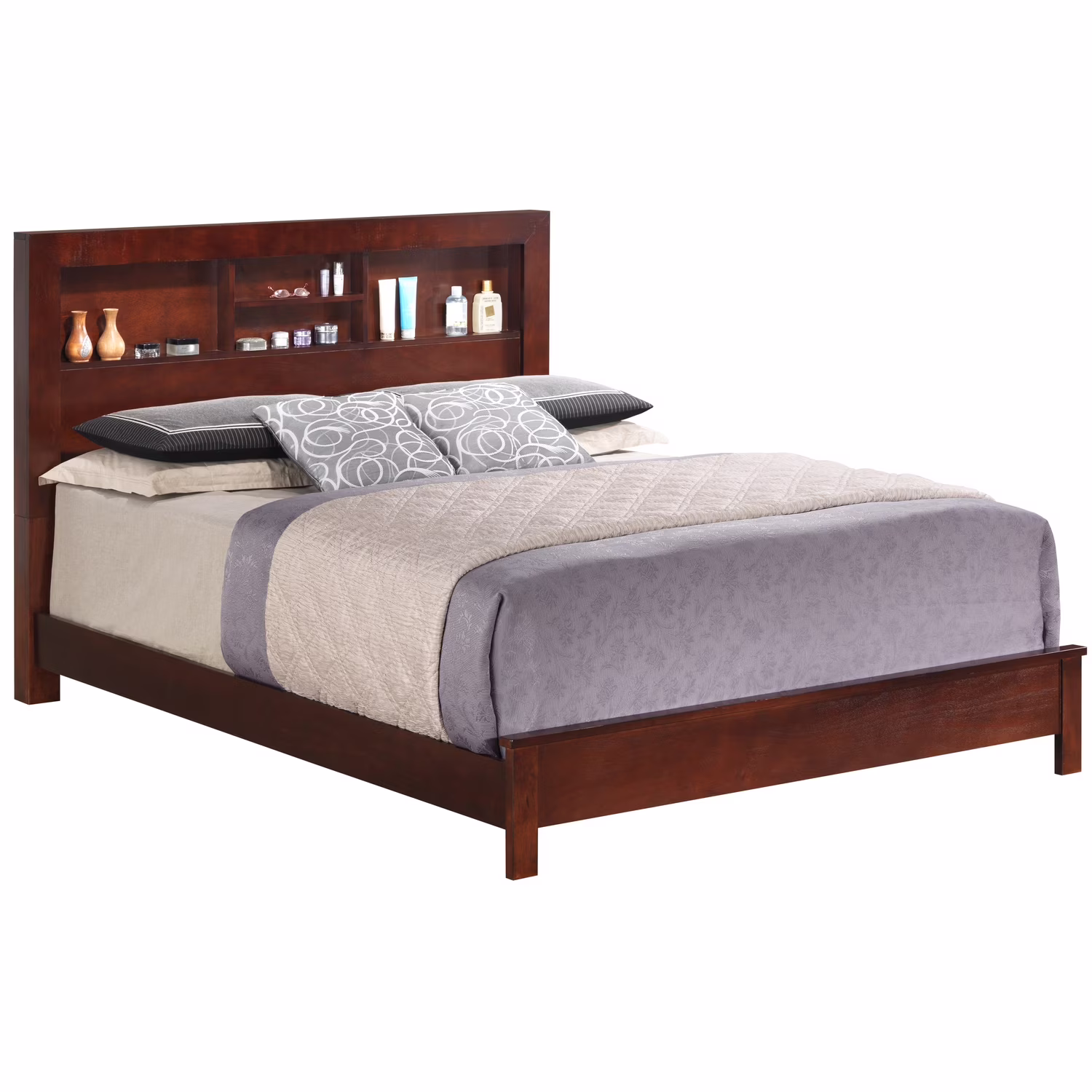 Homestock Modern Minimalism G2400B-QB2 Queen Bed , Cherry