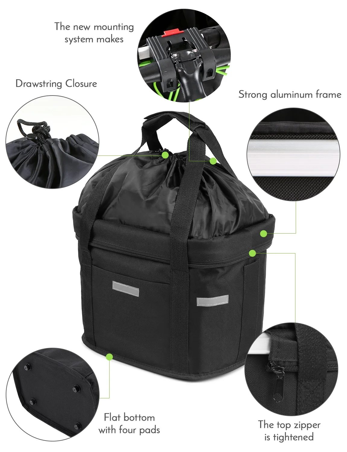 Dcenta Folding Small Pet Cat and Dog Carrier, Front Removable Bicycle Handlebar Basket, Quick Release with Easy Install Detachable Cycling Bag