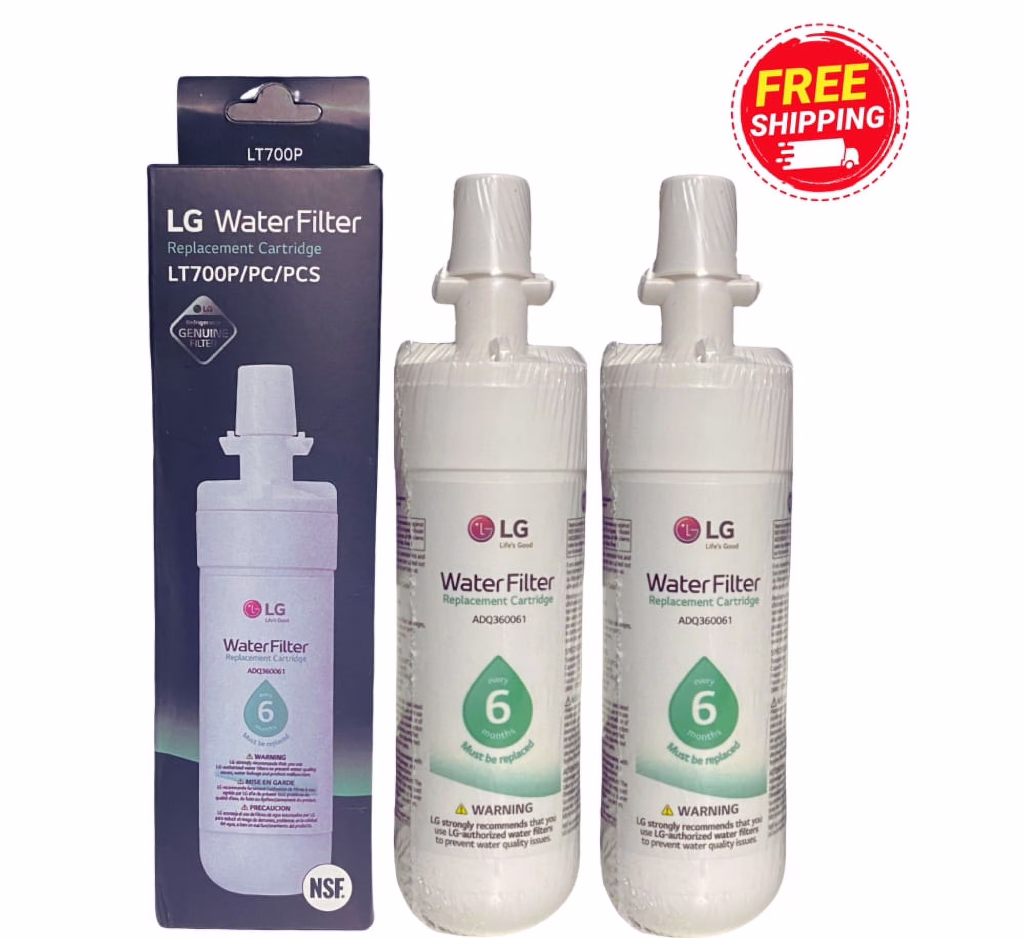 2 Pack LT700P Replacement Refrigerator Water Filter Fits ADQ36006101 46-9690 Factory New, Sealed