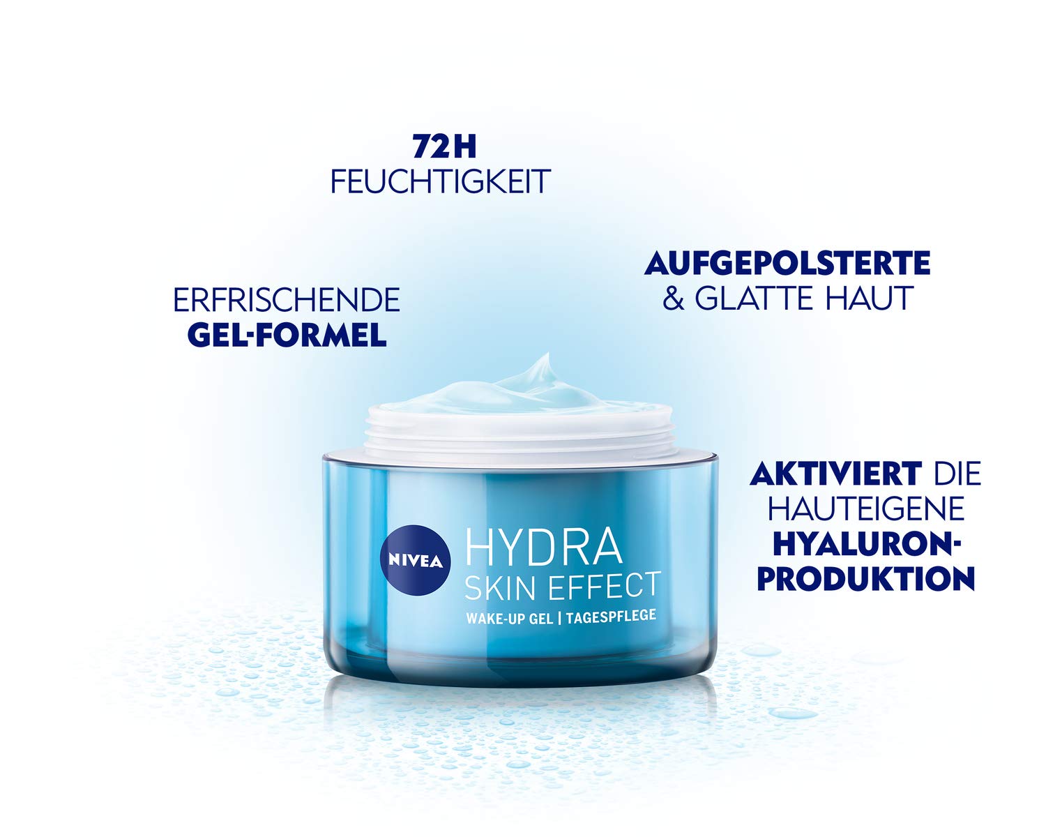 Nivea Hydra Skin Effect Wake-Up Gel (50 Ml), Smooth Day Cream With Pure Hyaluronic Acid For 72H Moisture