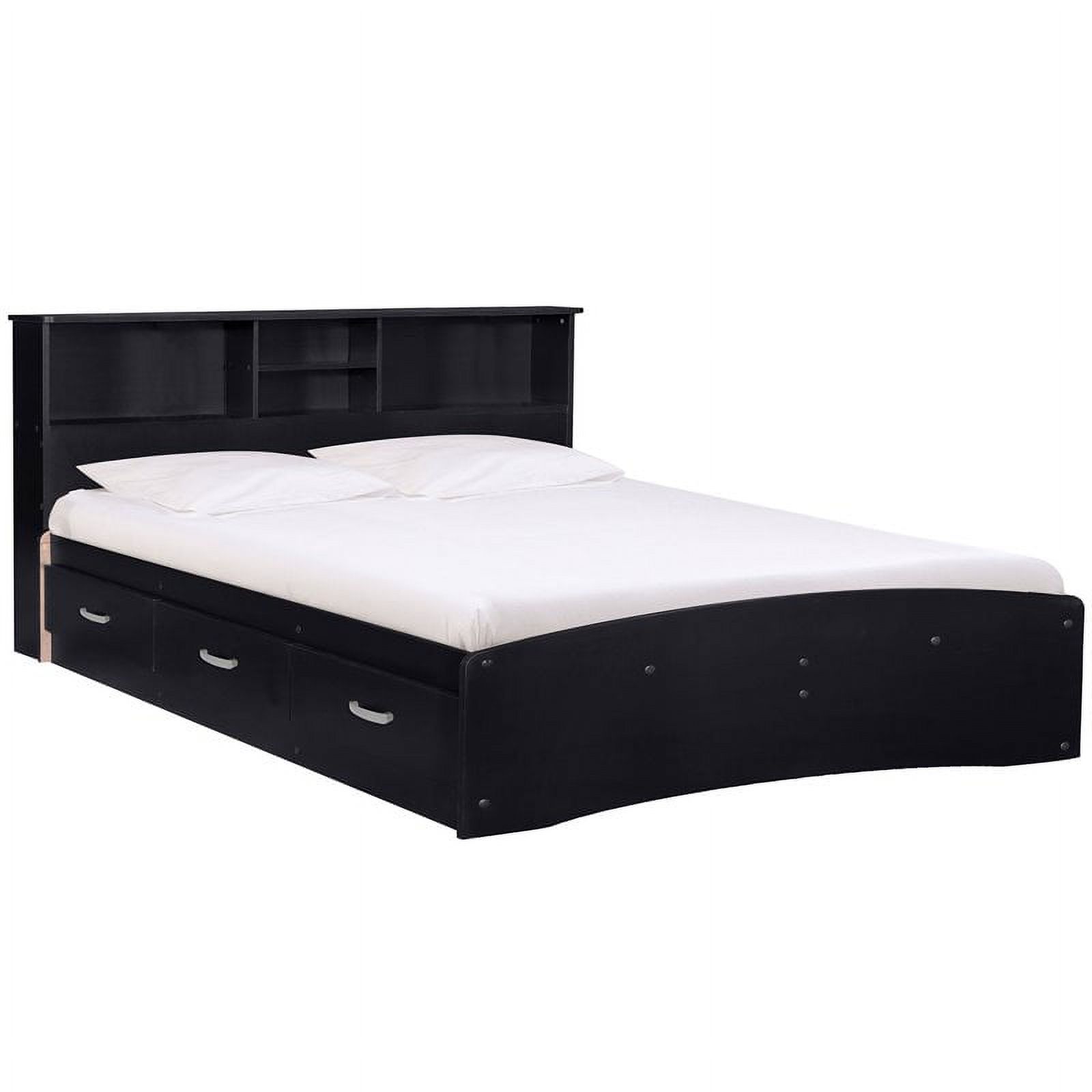 Home Square 2-Piece Set with Queen Captains Bed 5-Drawer Chest Dresser in Black