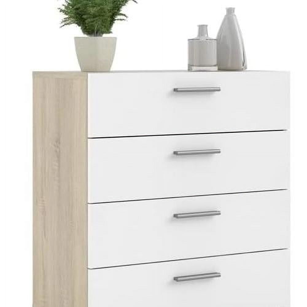 Modern 4 Drawer Chest/Bedroom Dresser In Oak Structure White High Gloss