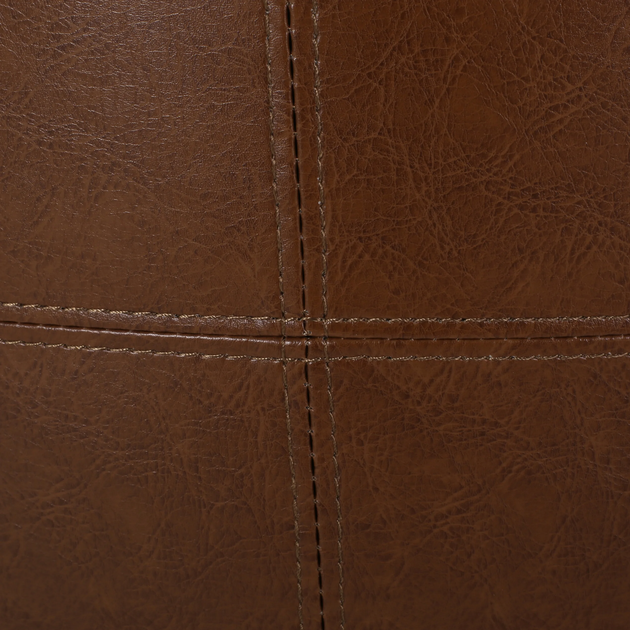 Noble House Derring Faux Leather Small Ottoman, Cognac Brown