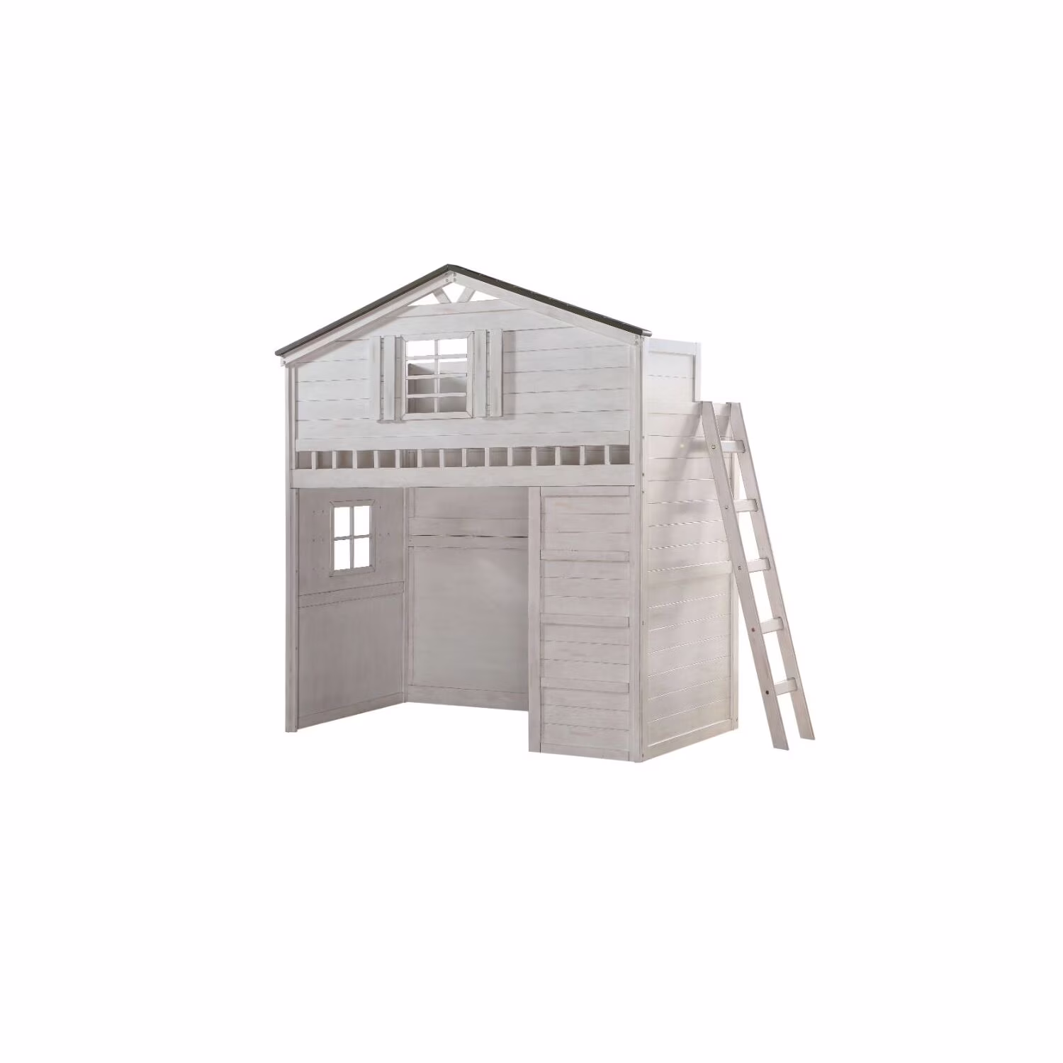 ACME Tree House Loft Bed in Weathered White and Washed Gray