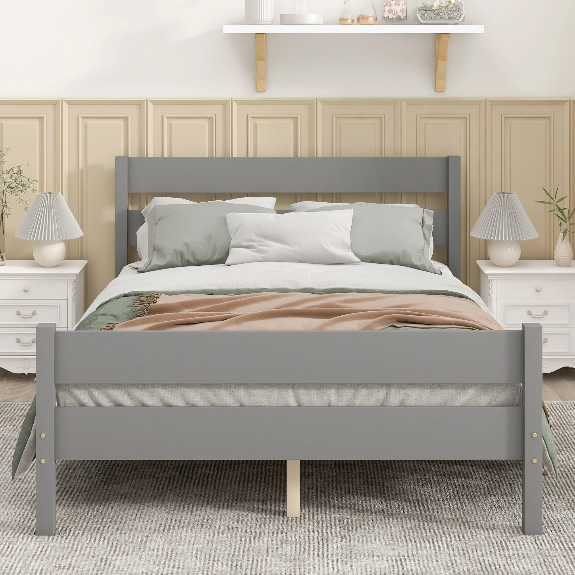 Saba Full Size Platform Bed Frame - Grey