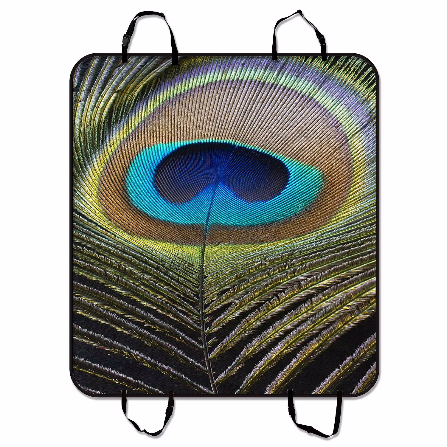 ZKGK Peacock Feathers Dog Car Seat Cover Dog Car Seat Cushion Waterproof Hammock Seat Protector Cargo Mat for Cars SUVs and Trucks 54x60 inches