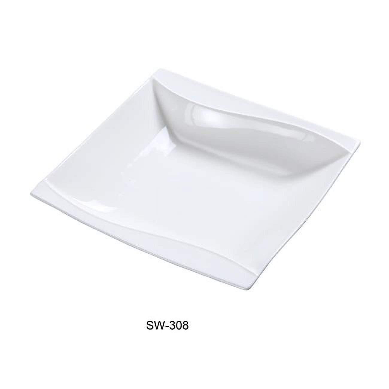 Yanco SW-308 8 in. Porcelain Square Soup Plate, Bone White - 15 oz - Pack of 24