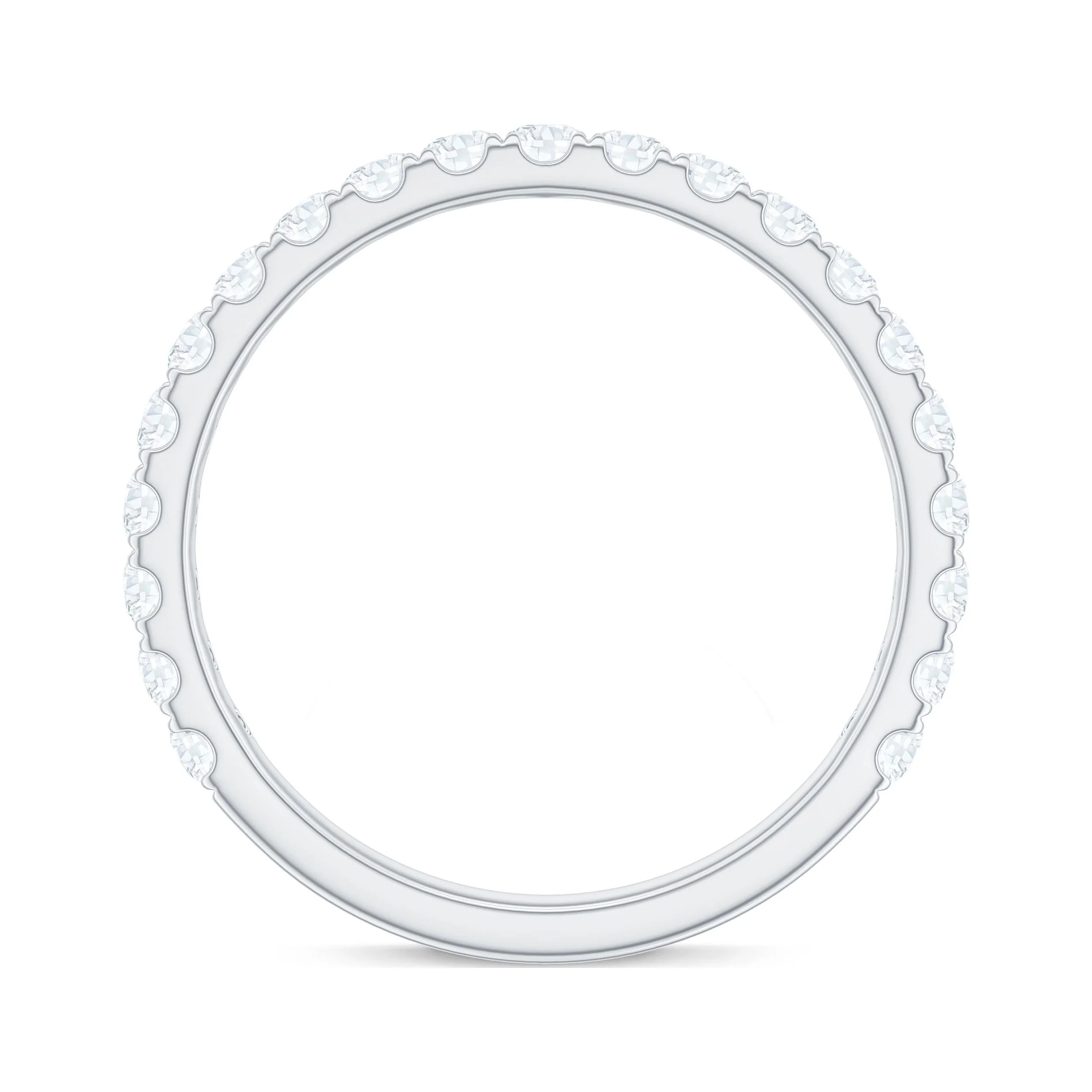 Certified Moissanite Half Eternity Ring for Women, Stackable Ring - D-VS1 Grade, 925 Sterling Silver, US 4.00