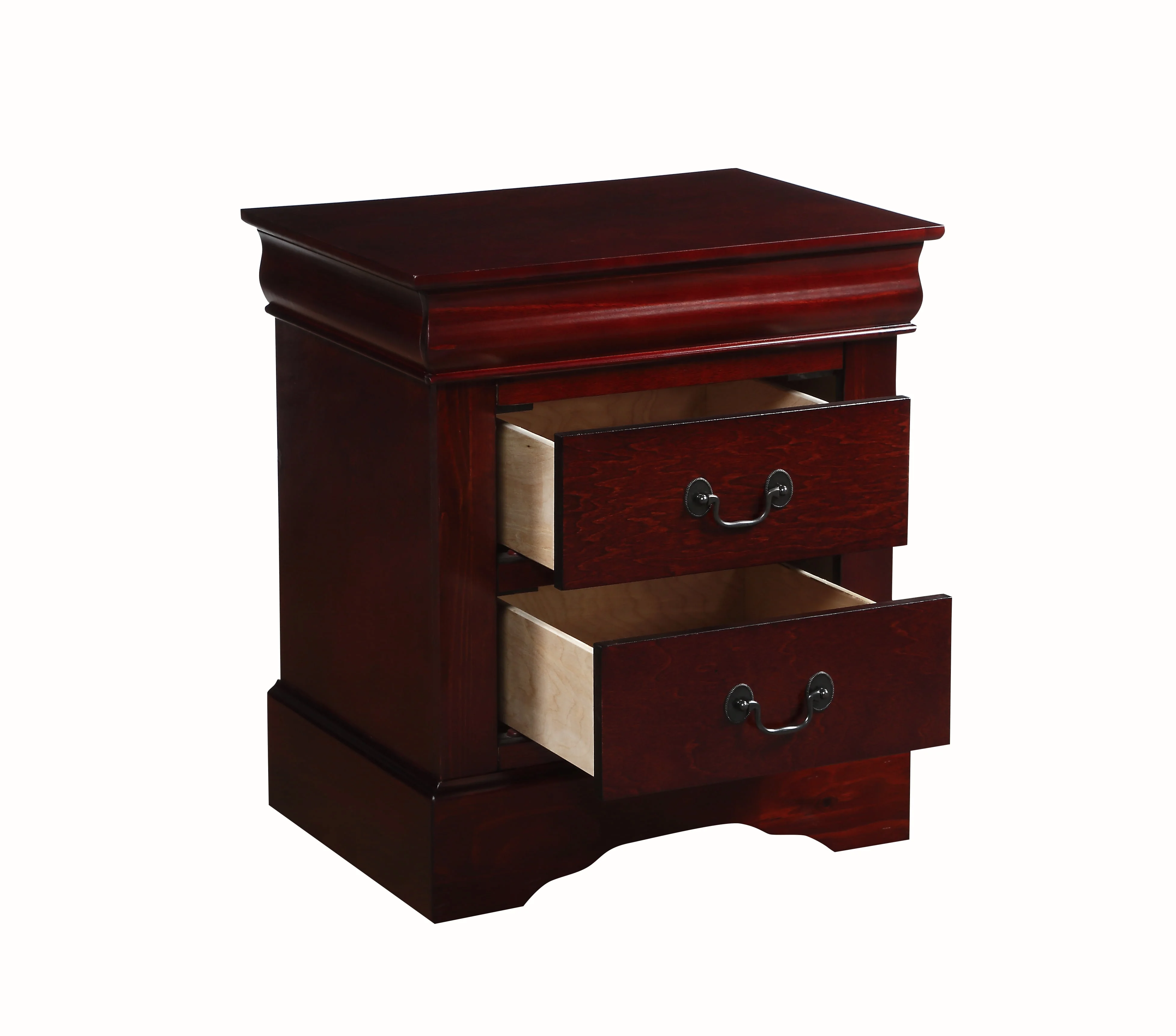 ACME Furniture Louis Philippe III 2 Drawer Bedroom Wood Chest Nightstand, Cherry