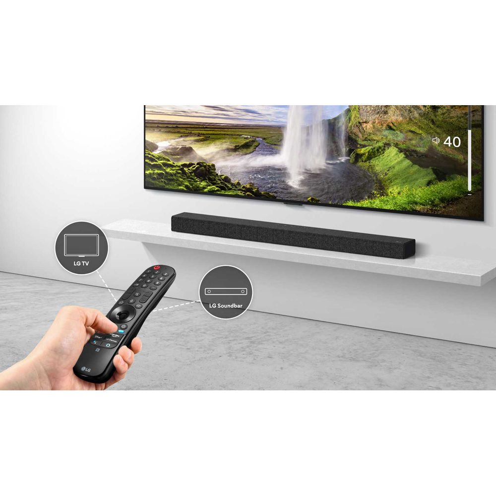 LG SP8YA Sound Bar with Subwoofer, 3.1.2ch, 440W Power, Dolby Atmos, DTS:X, Meridian Audio, High Res Audio (24-bit/96 kHz), Dolby Vision and HDR10, 2021 - (Open Box)