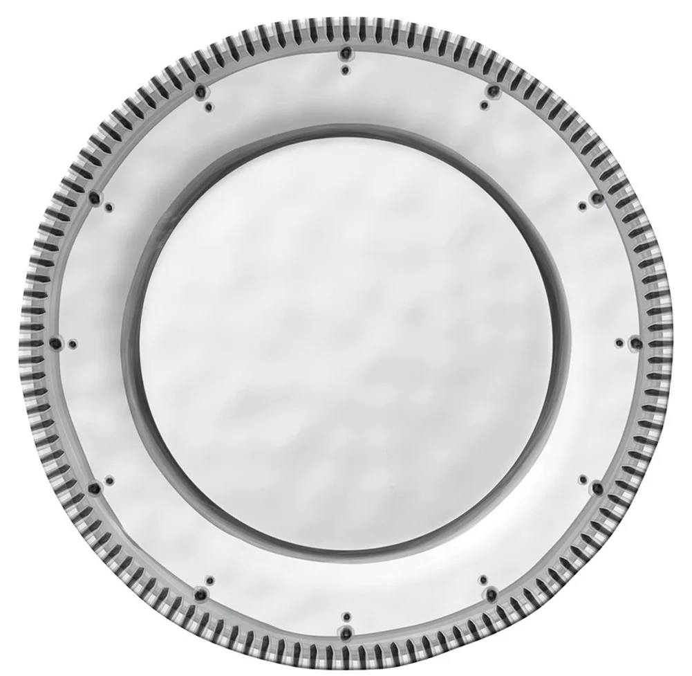 Merritt - Melamine Round Salad Plate - Black & White - Lined Rim - 8