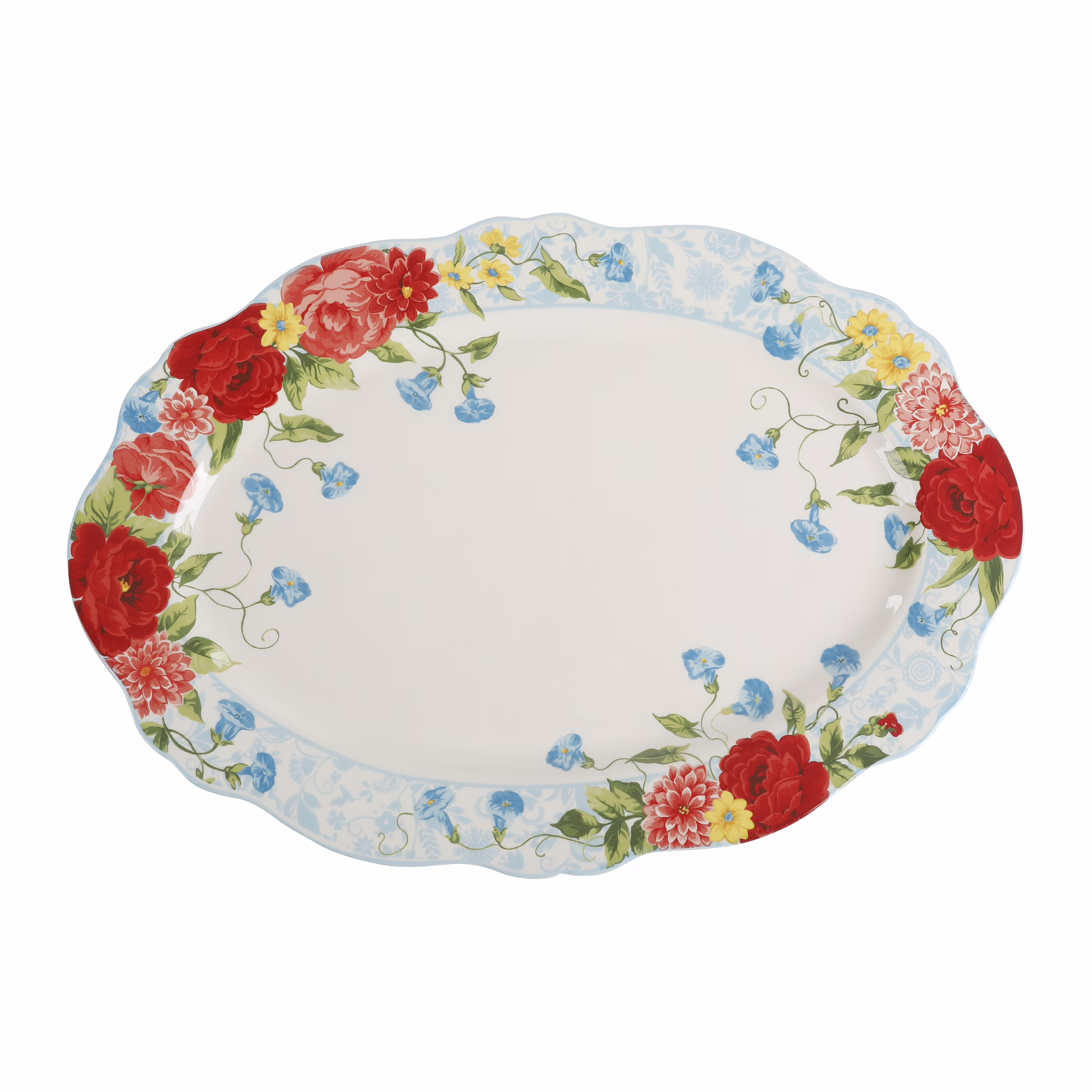 The Pioneer Woman Sweet Rose Stoneware 21-inch Oval Serving Platter