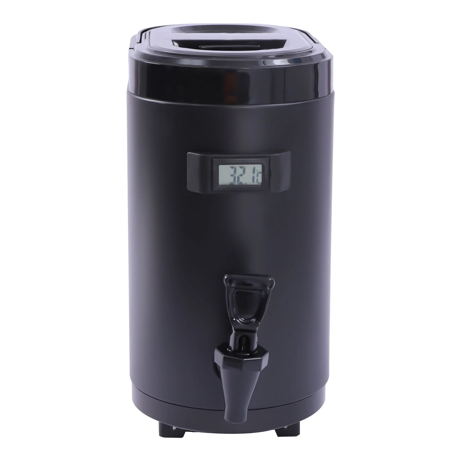 Miumaeov Insulated Beverage Dispenser – Food-grade 304 Stainless Steel Insulated Thermal Hot and Cold Beverage Dispenser with Thermometer (8L-Oval Black)