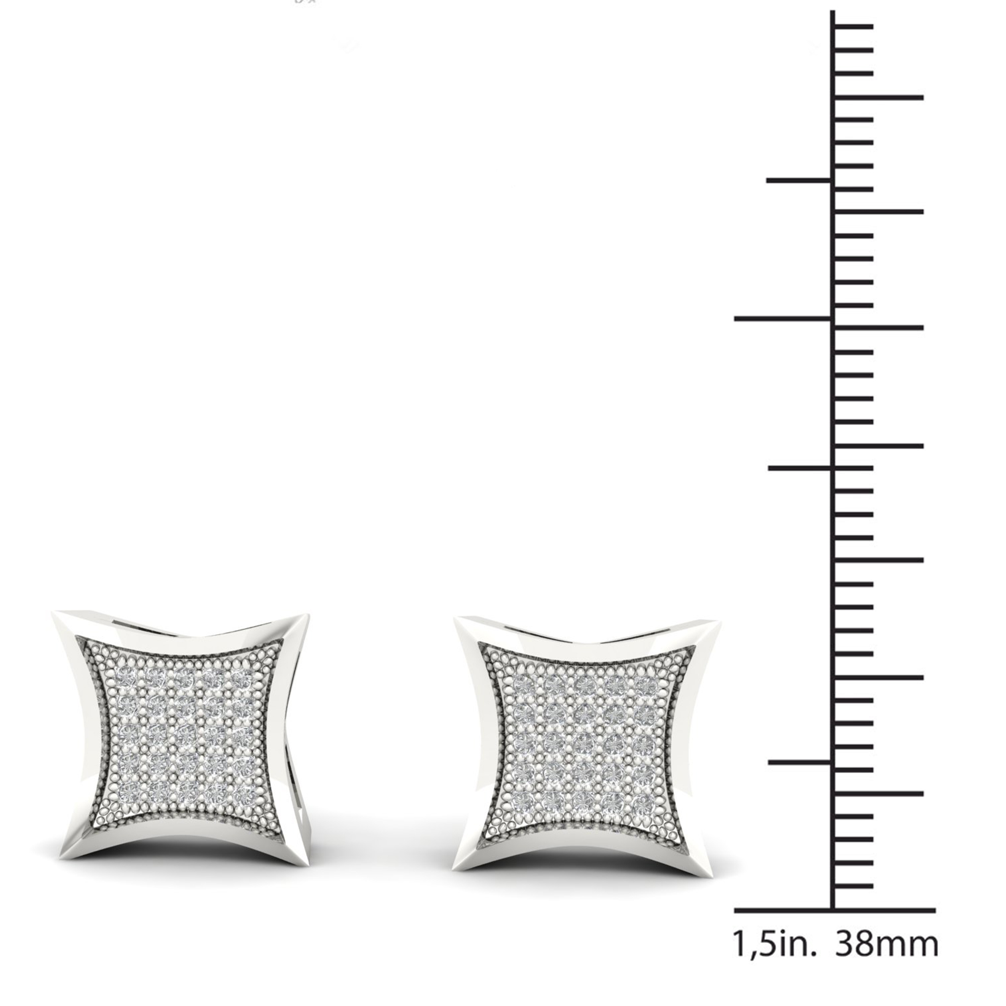 1/6ct TW Diamond 10K White Gold Kite Shape Cluster Stud Earrings