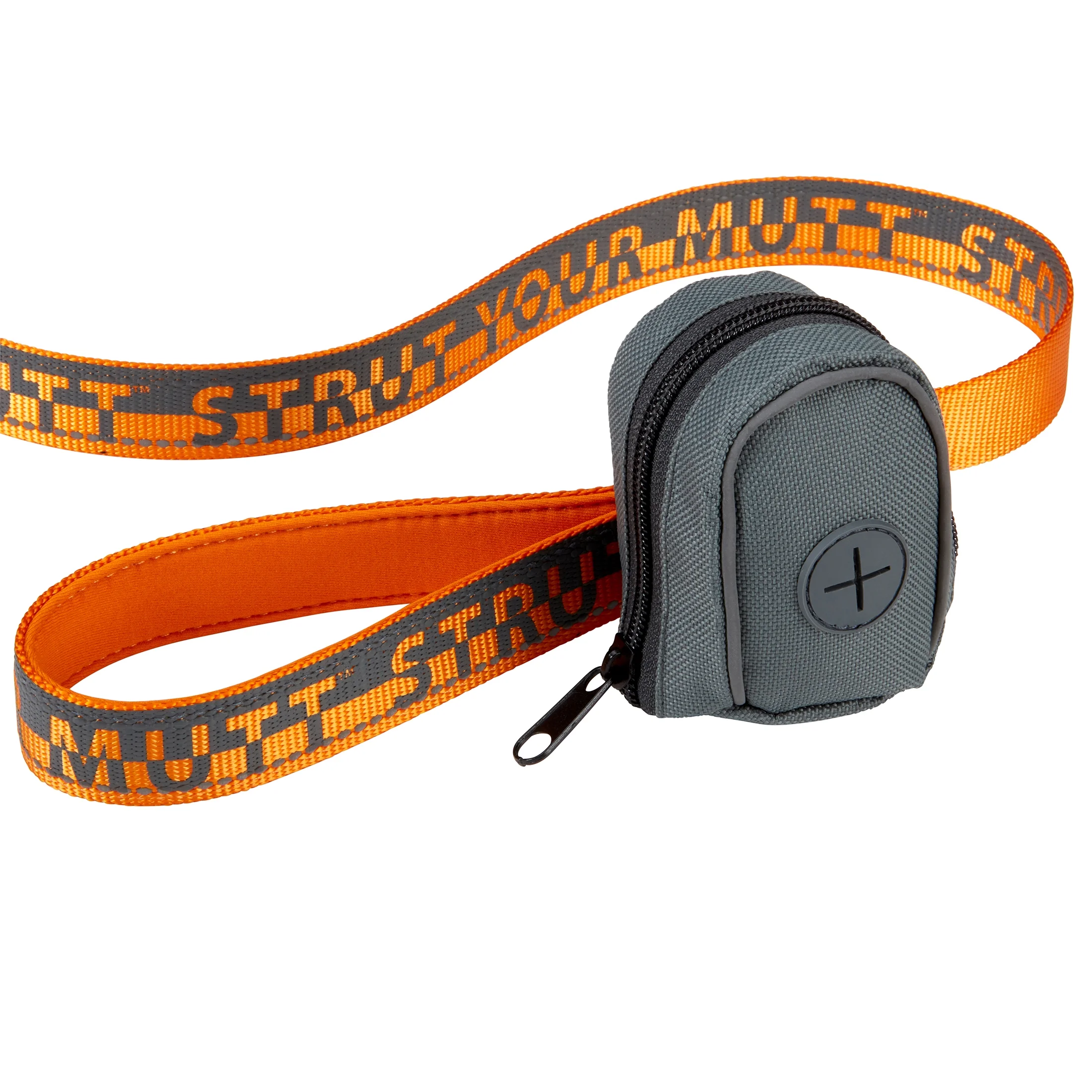 Best Friends Dual Handle Comfort Dog Leash & Waste Bag Dispenser,Orange&Gray