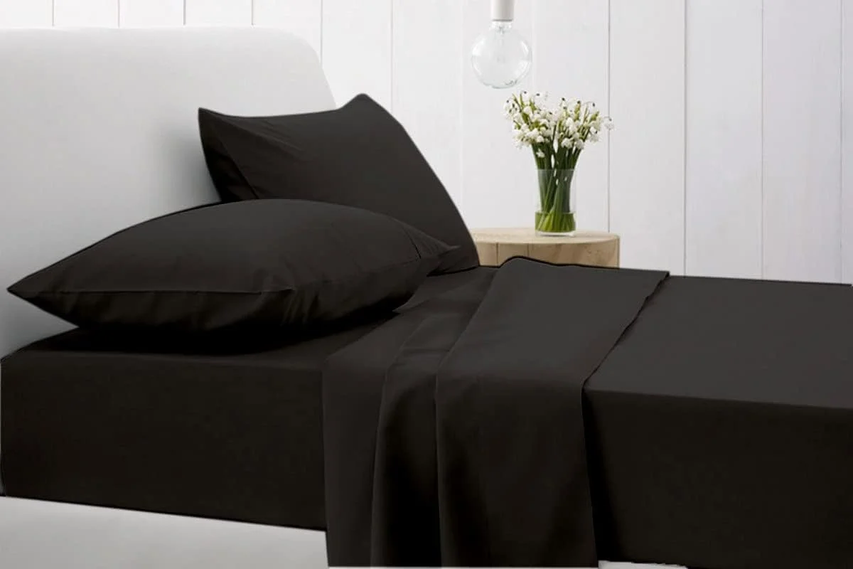 Sleeper Sofa Bed Sheet Set - Queen Black Solid Solid Sofa Bed Sheets - 100% Cotton 600 Thread Count Sofa Sheets - Sleeper Sofa 4 PC's Sheet Set - Sleeper Sofa Sheets - 5