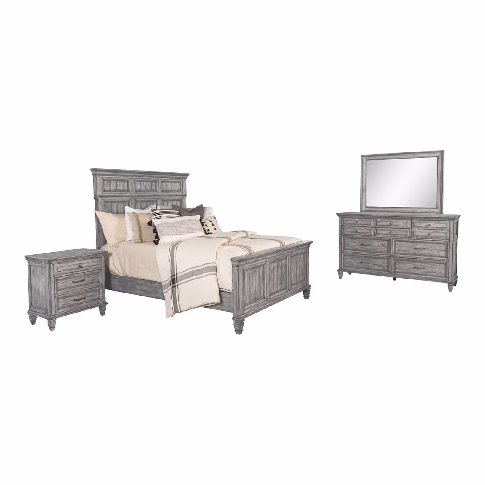 Pemberly Row 4-piece Traditional Wood Queen Panel Bedroom Set Gray