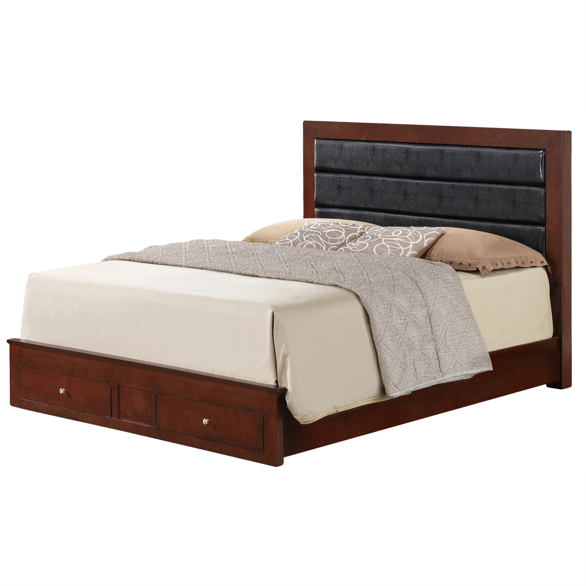 Passion Furniture Burlington Cherry And Black King Platform Bed PF-G2400C-KSB