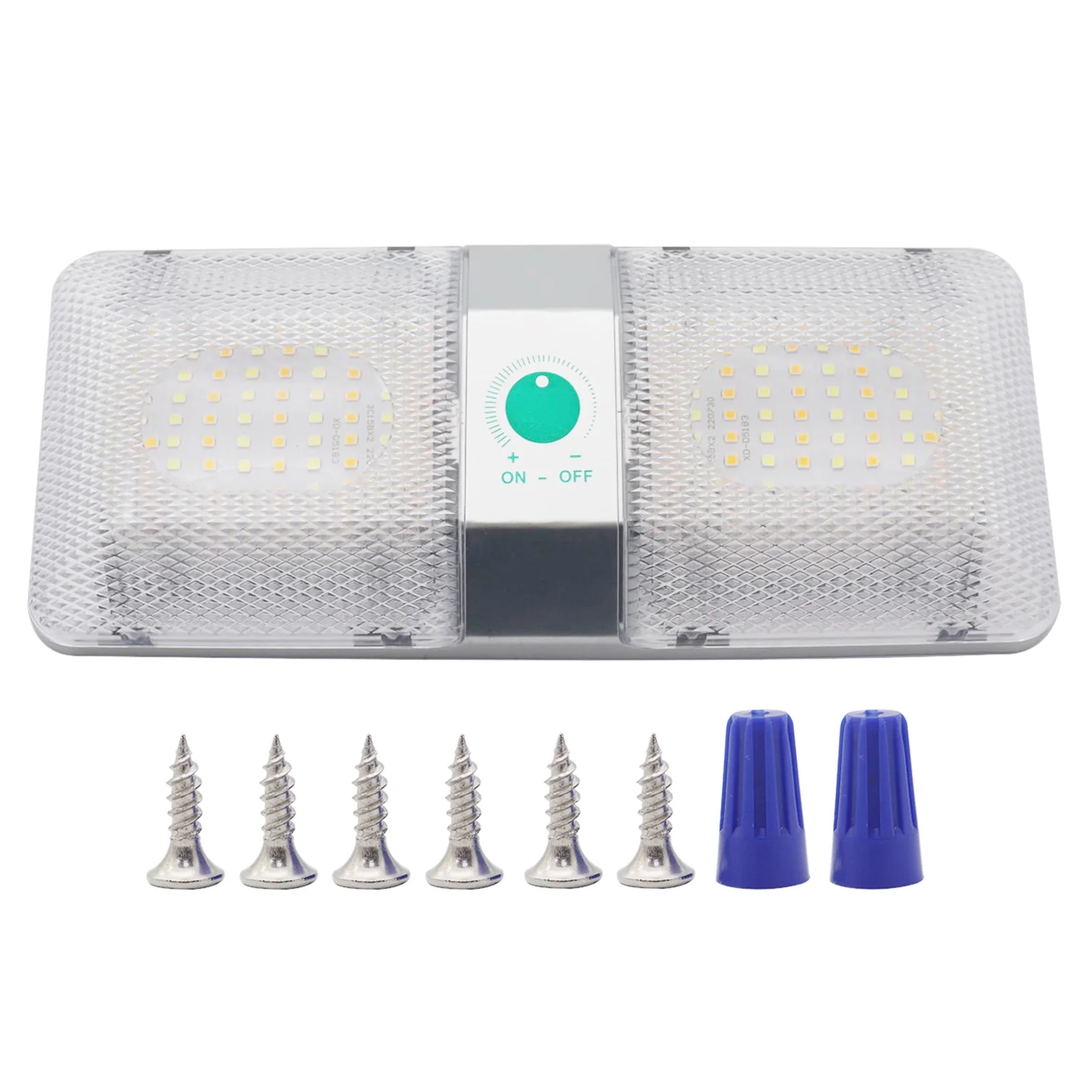 Apexeon RV LED Ceiling Double Dome Light DC 9-18V 6000-6500K Dimmable Interior LED with ON/OFF for Car RV Trailer Camper Boat