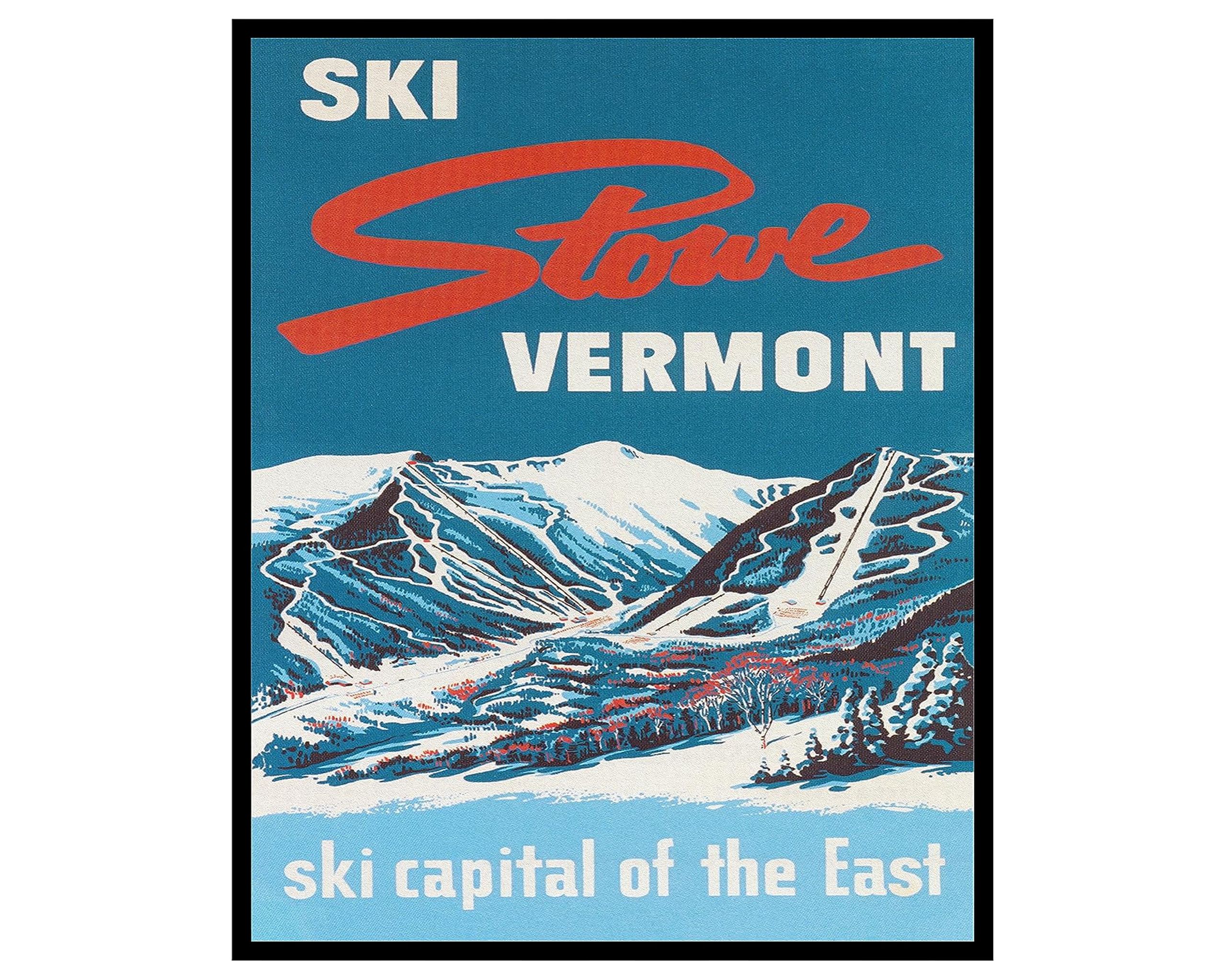 Poster Master Vintage Poster - Retro Travel Print - 16x20 UNFRAMED Wall Art - Gift for Traveler, Friend - Stowe Vermont, Ski Capital of the East, USA - Wall Decor for Home, Office