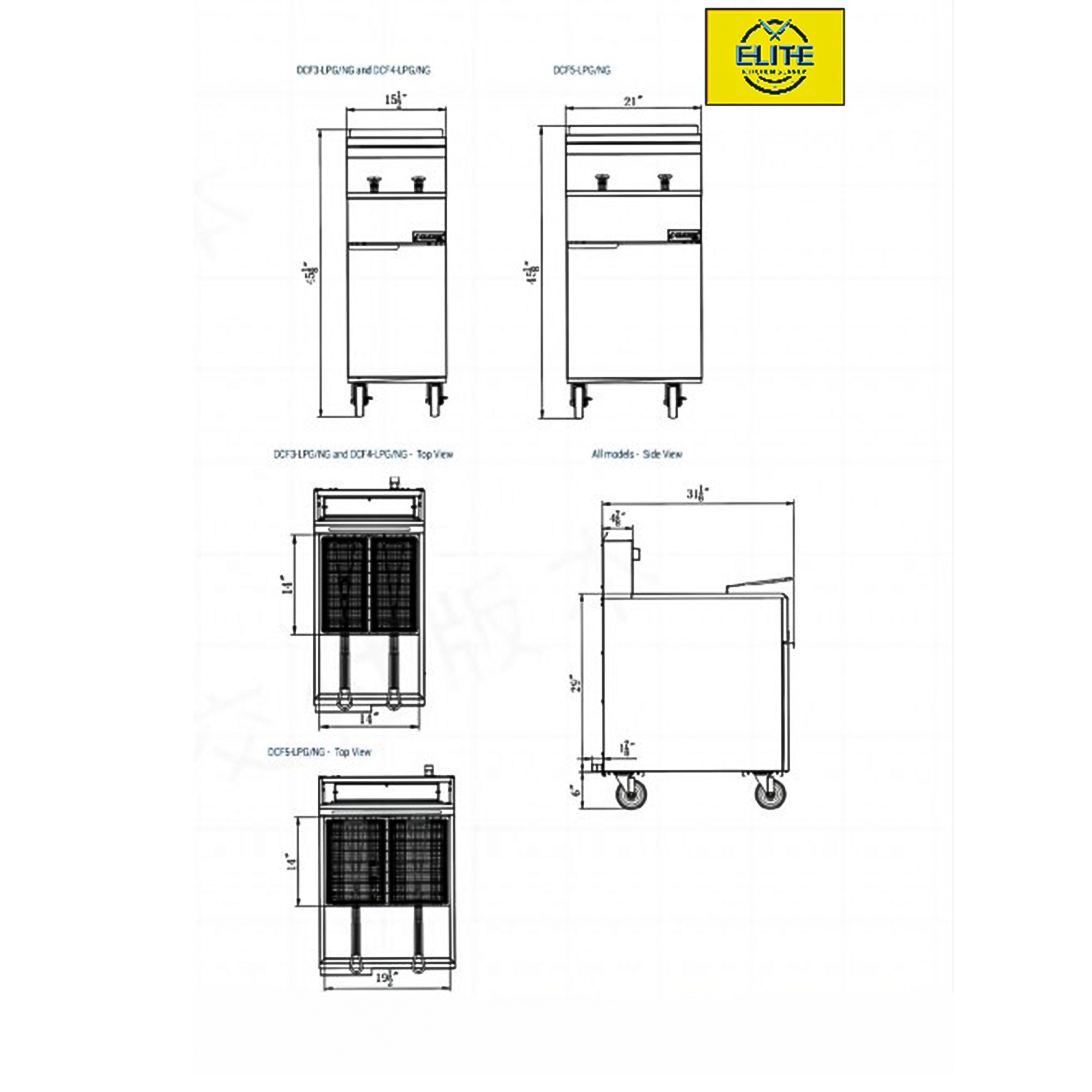 70 lbs Fryer Natural Gas Commercial Deep Fryer, 150,000 BTU  DualTank Stainless Steel, 5 Tube Burner
