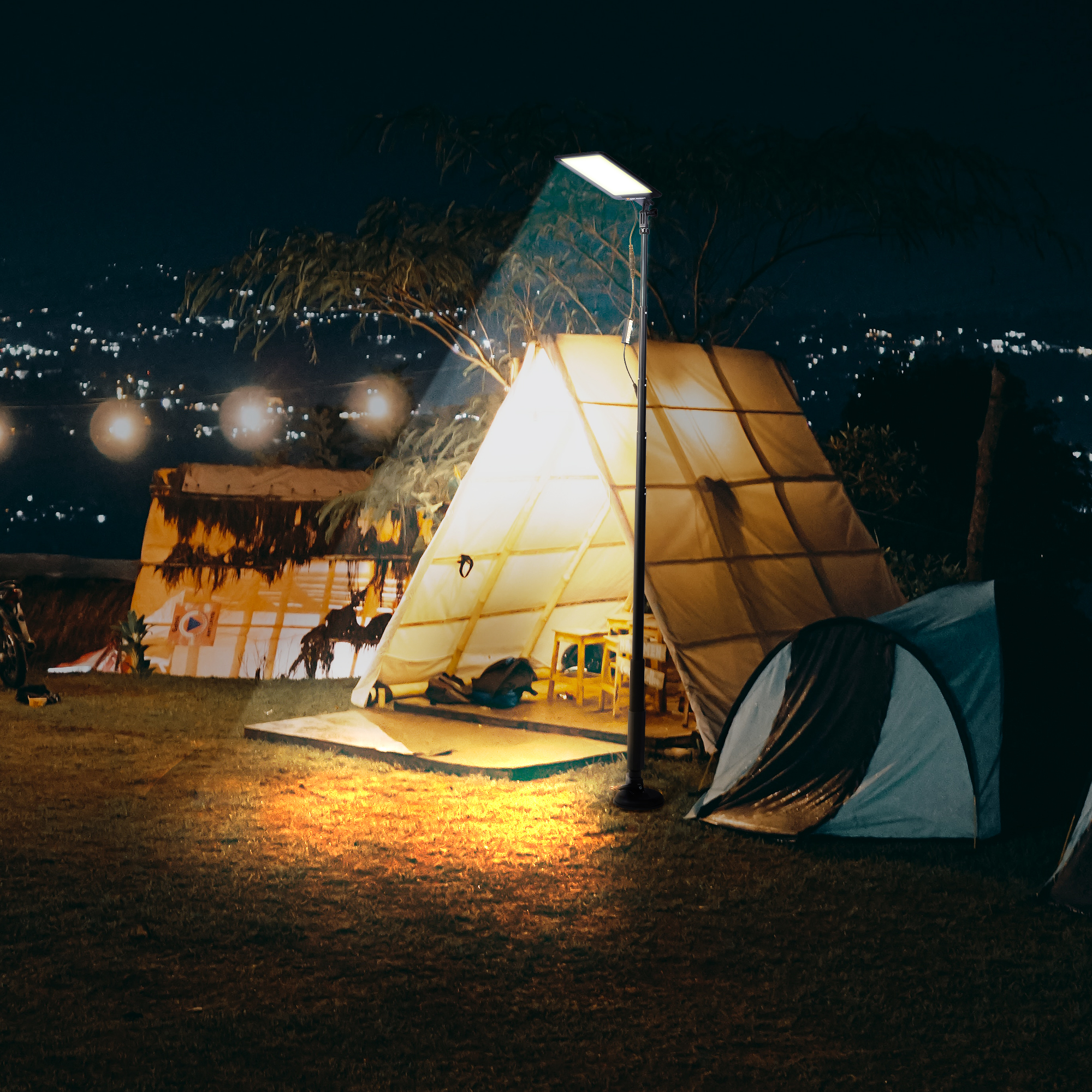 Ufurpie LED Telescoping Camping Light,12V 10000 Lumen Super Bright Portable Outdoor Light,Flood Lamp for Outdoor,Black