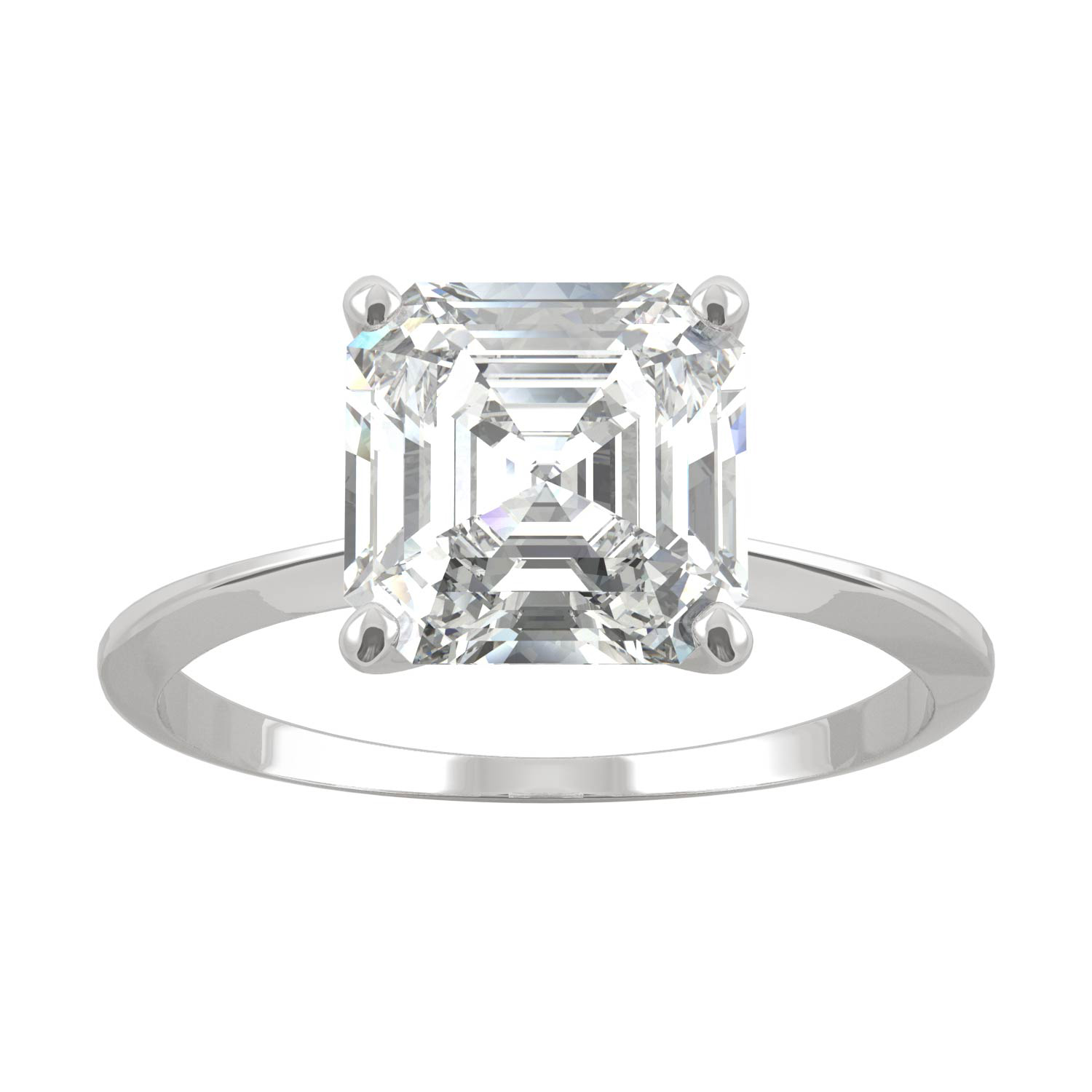 Charles & Colvard 14K White Gold Moissanite 8mm Asscher Engagement Ring-Size 5, 2.21ct DEW