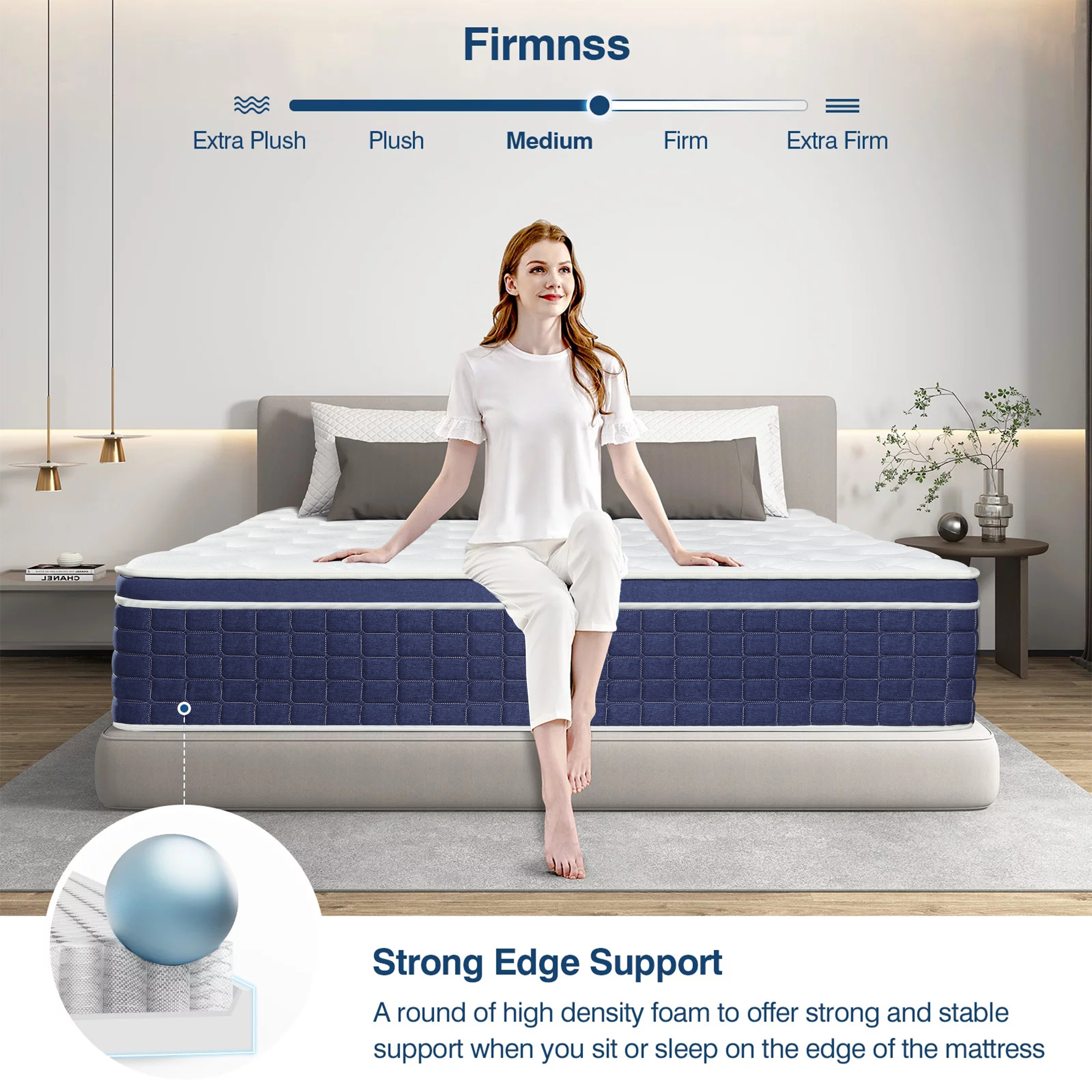 14 inch Queen Mattress in a Box, Gel Memory Foam and Pocket Spring Hybrid Mattress