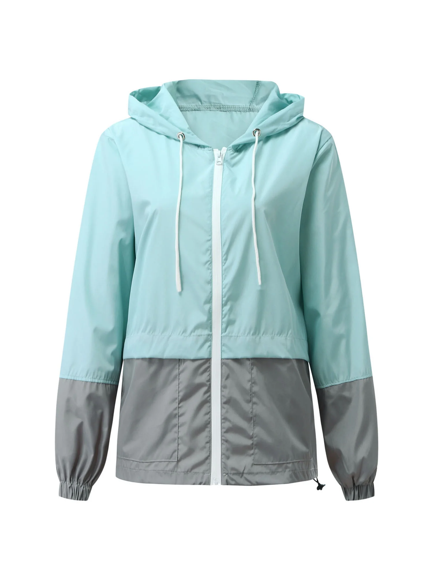Sunisery Women Raincoat Waterproof Rain Jackets Long Sleeves Zipper Coat Packable Outdoor Hooded Windbreaker