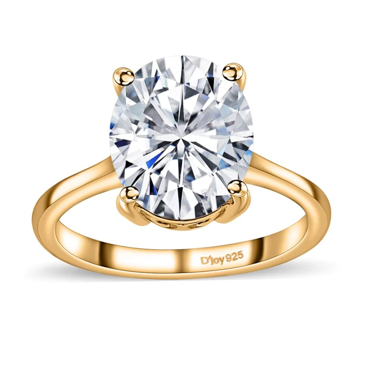 Shop LC Moissanite Oval 925 Sterling Silver Vermeil Yellow Gold Plated Solitaire Ring for Women Jewelry Size 9 Ct 2.99 Birthday Gifts for Women